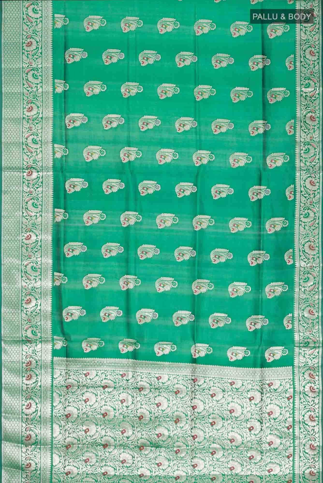 Green Banarasi Raw Silk Saree