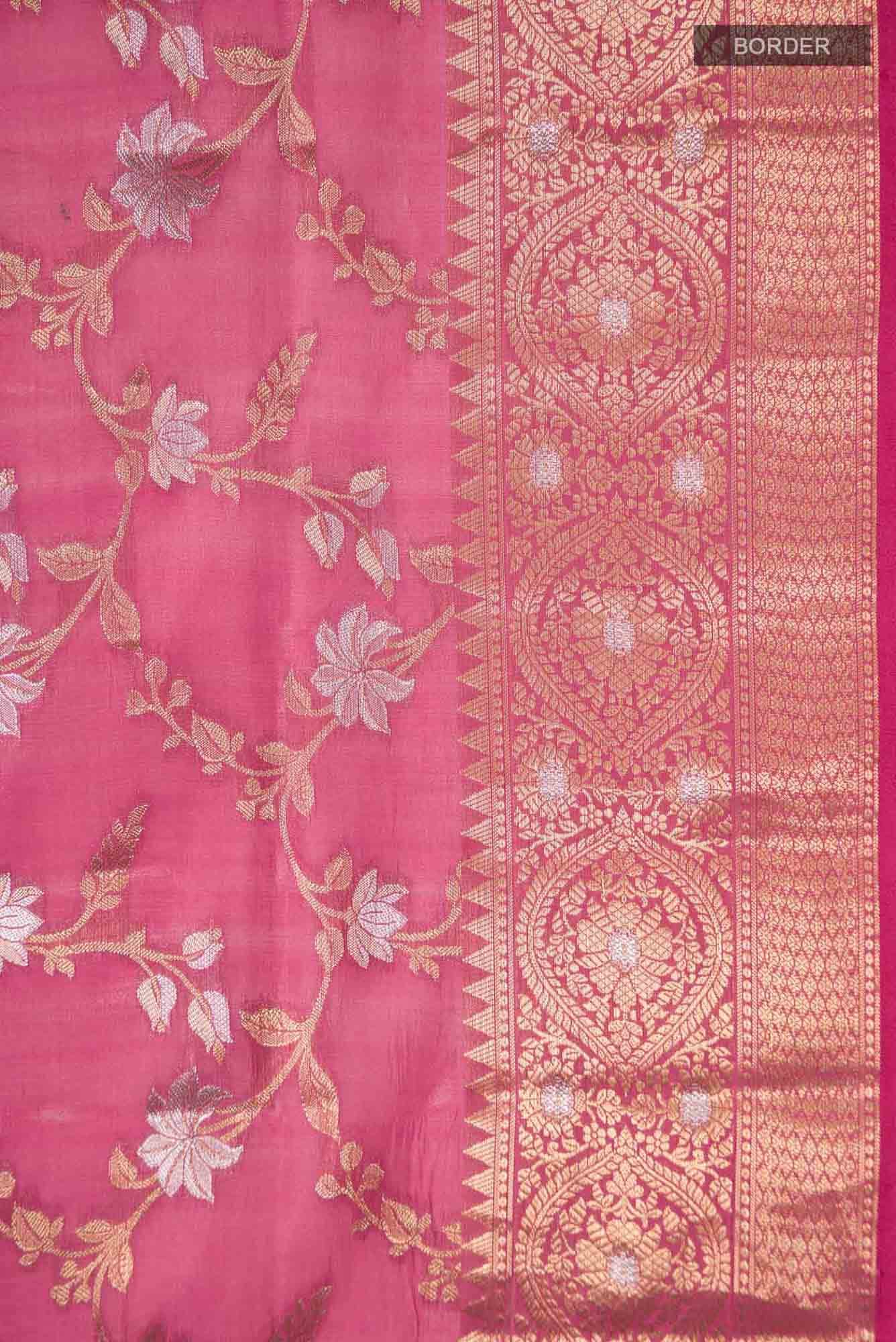 Pink Banarasi Raw Silk Saree
