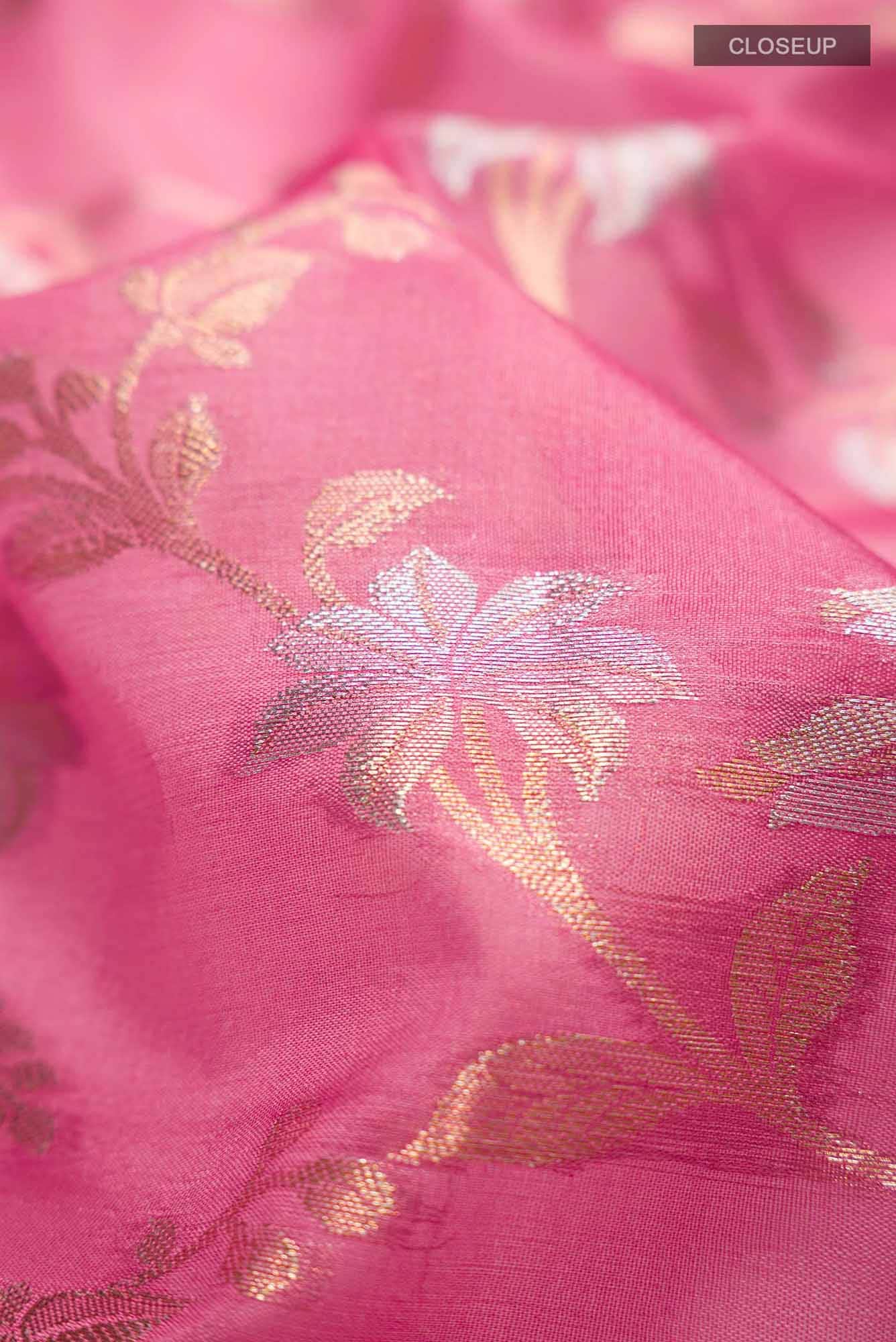 Pink Banarasi Raw Silk Saree