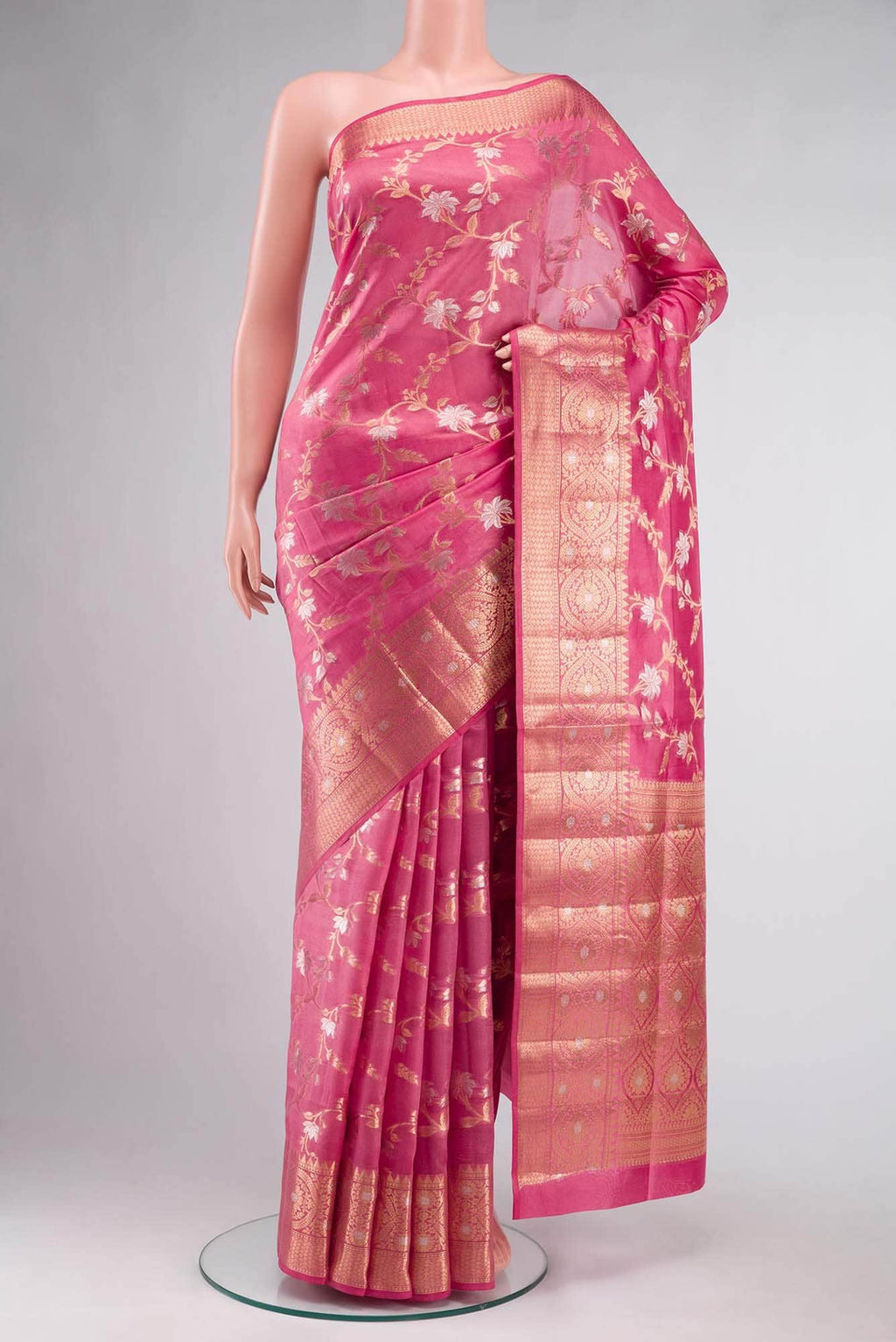 Pink Banarasi Raw Silk Saree