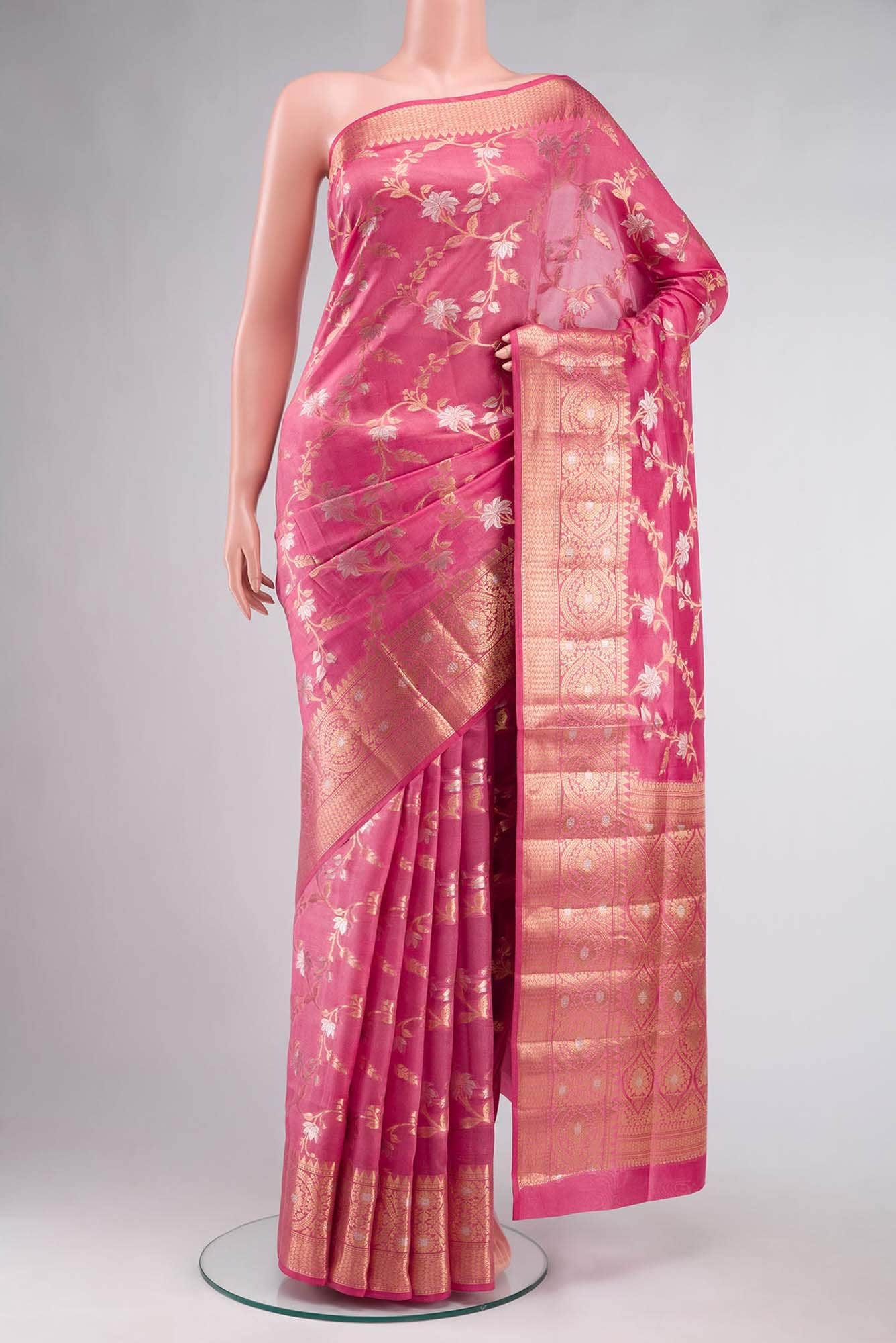 Pink Banarasi Raw Silk Saree