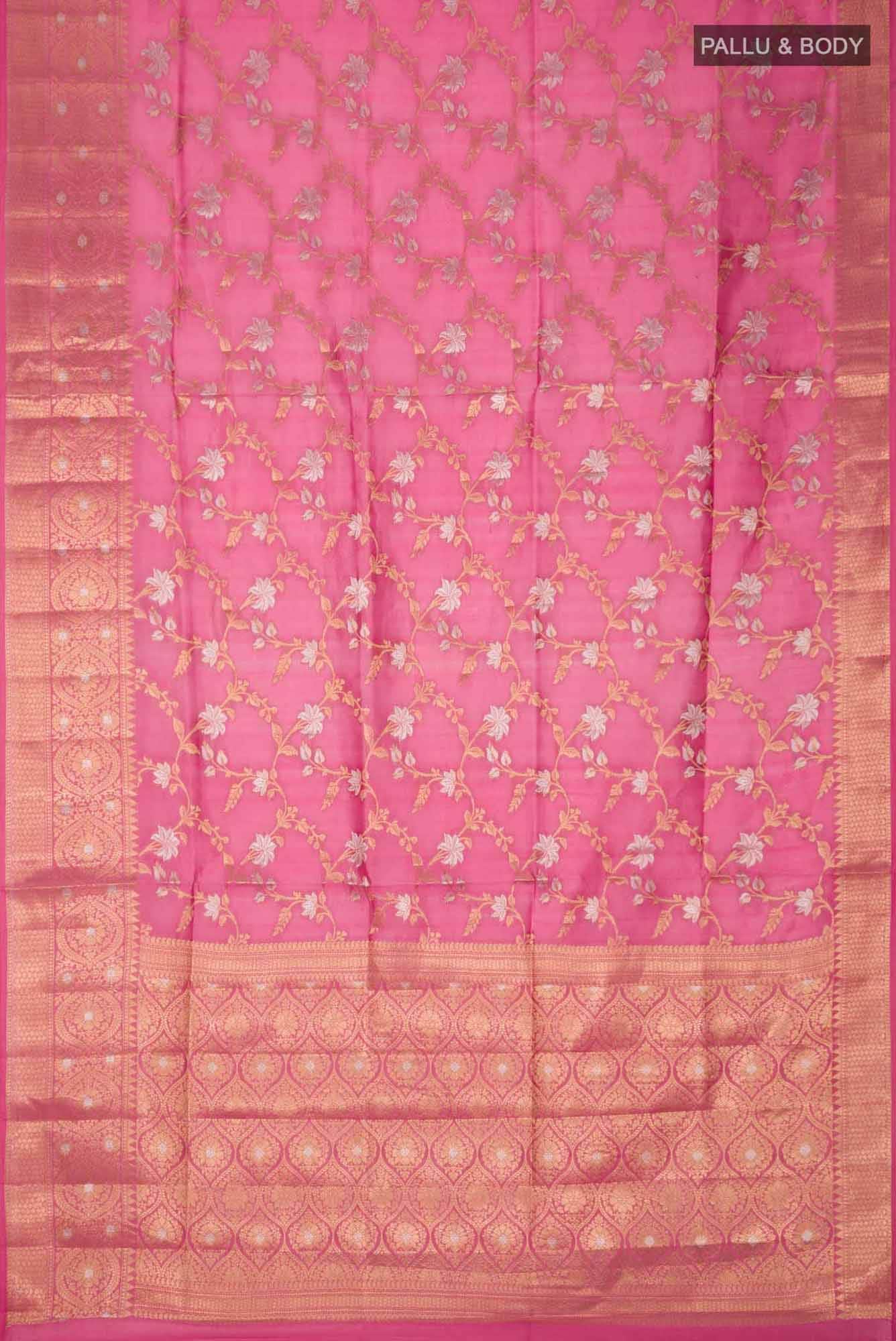 Pink Banarasi Raw Silk Saree