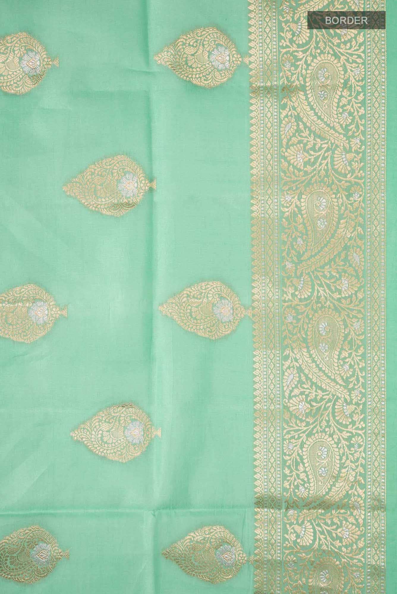 Green Banarasi Raw Silk Saree
