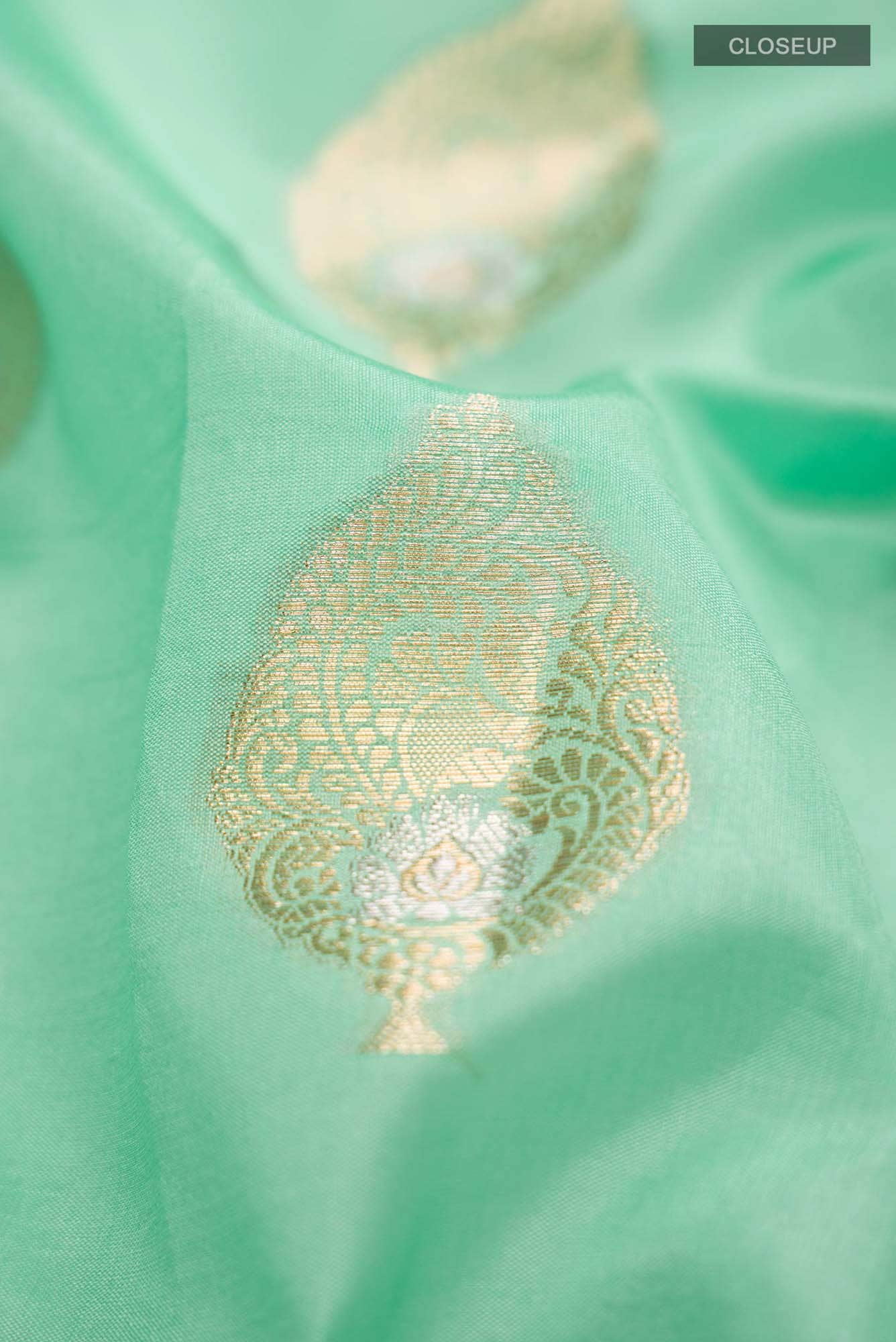 Green Banarasi Raw Silk Saree