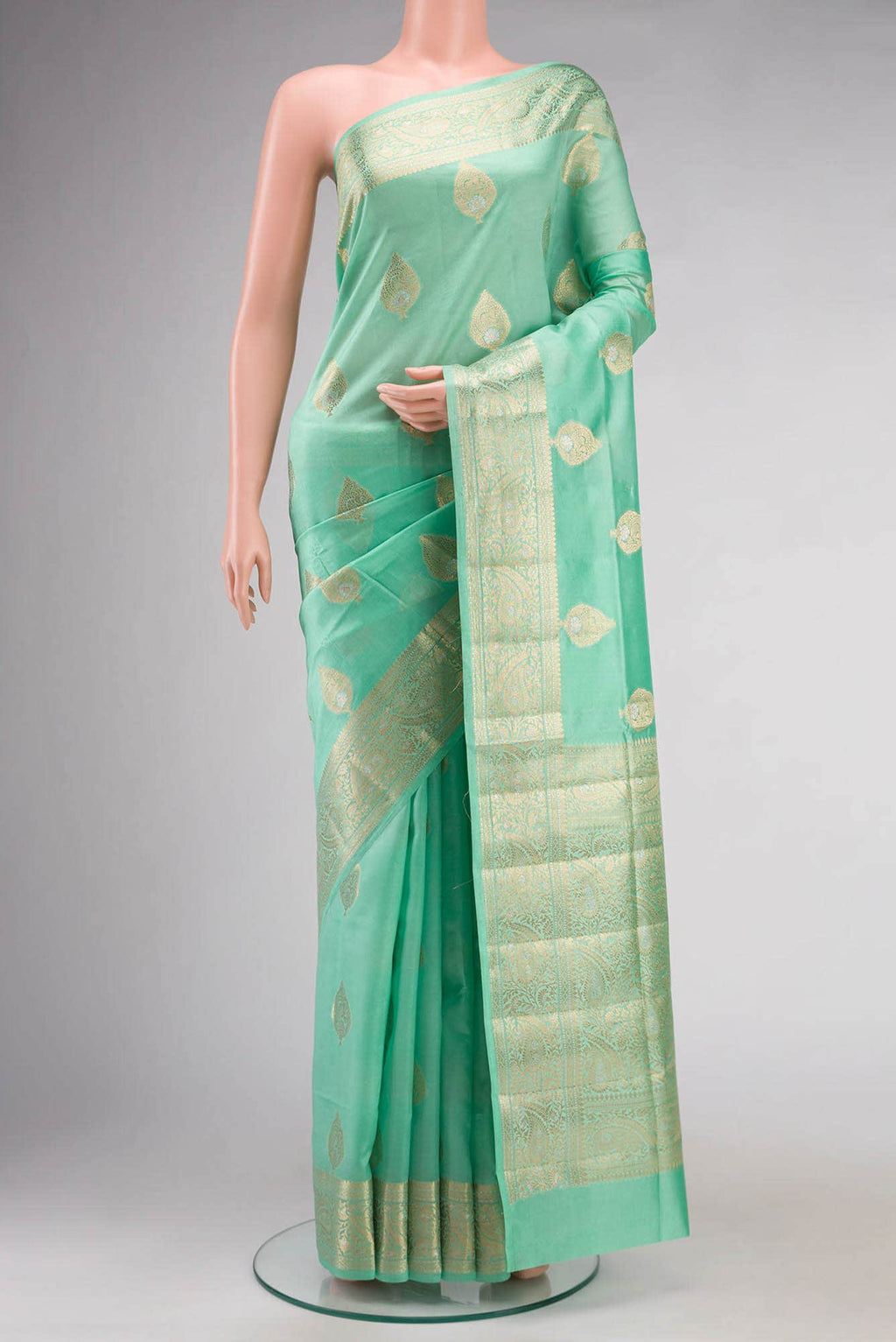 Green Banarasi Raw Silk Saree