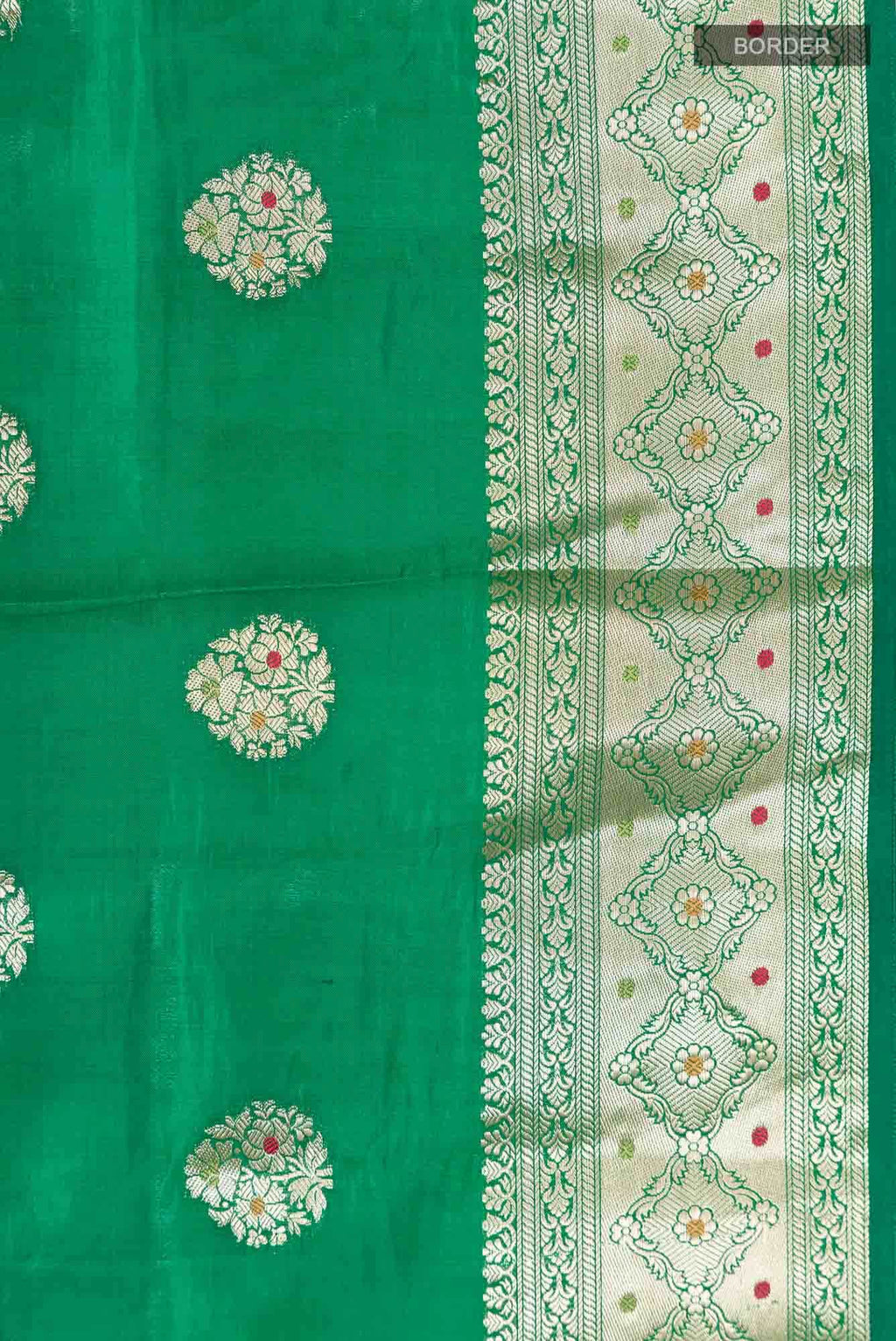 Green Banarasi Raw Silk Saree
