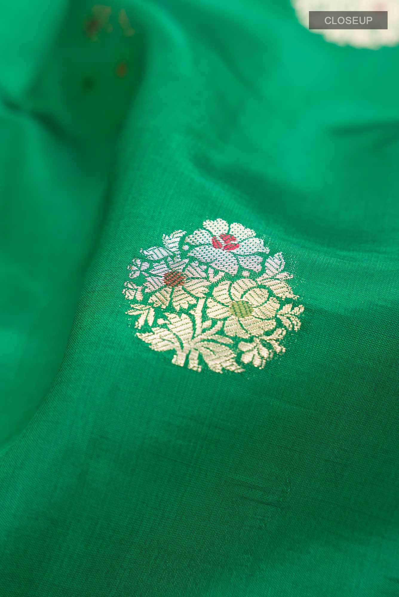 Green Banarasi Raw Silk Saree