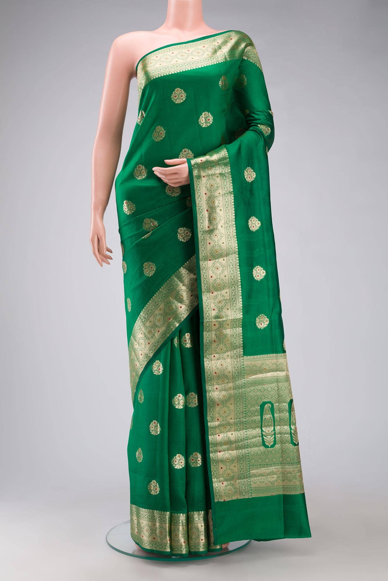 Green Banarasi Raw Silk Saree