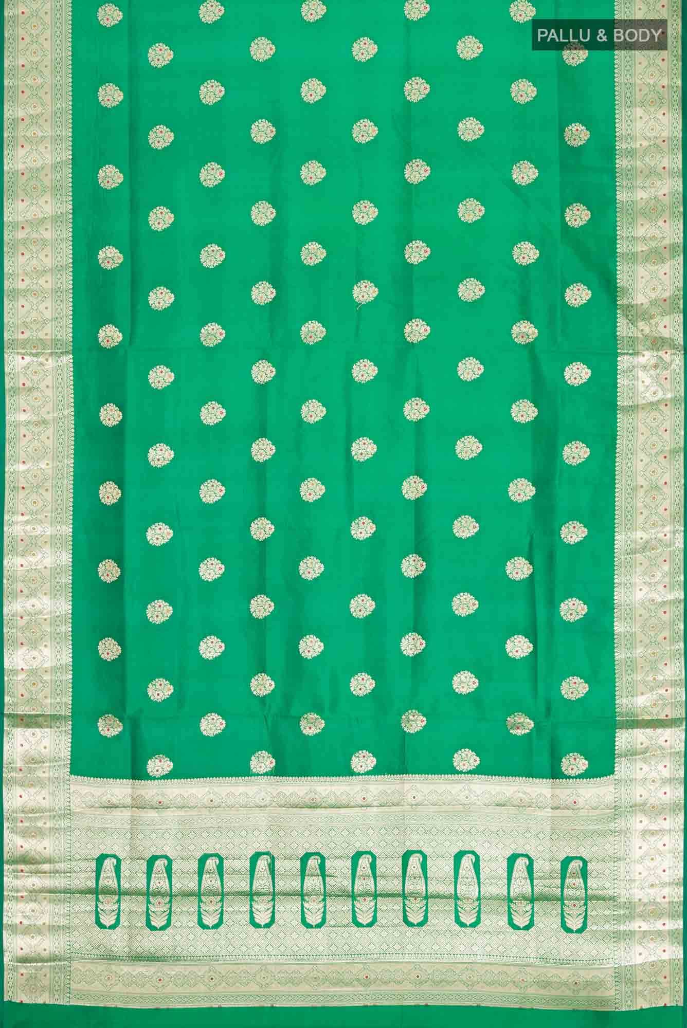 Green Banarasi Raw Silk Saree
