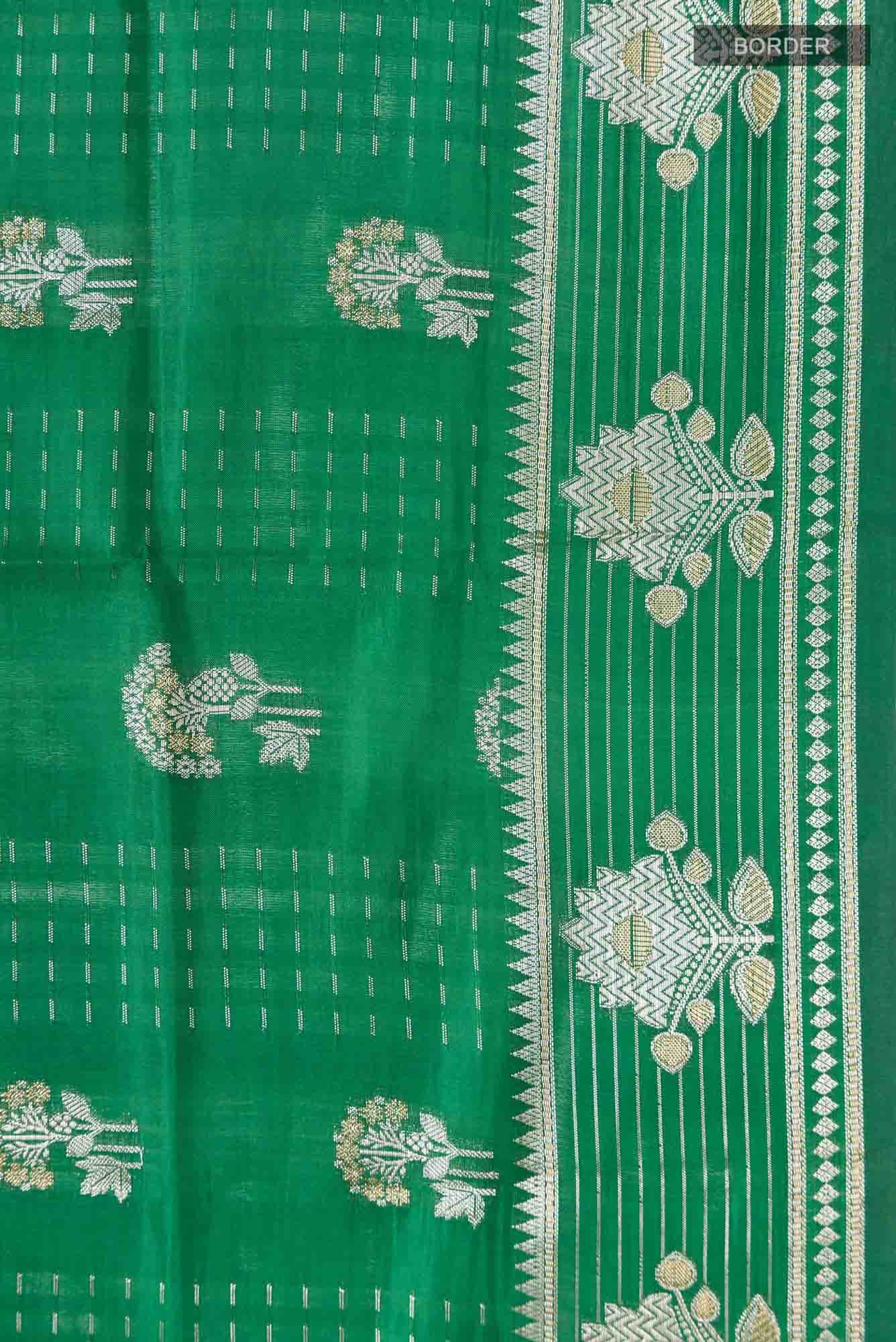 Green Banarasi Raw Silk Saree