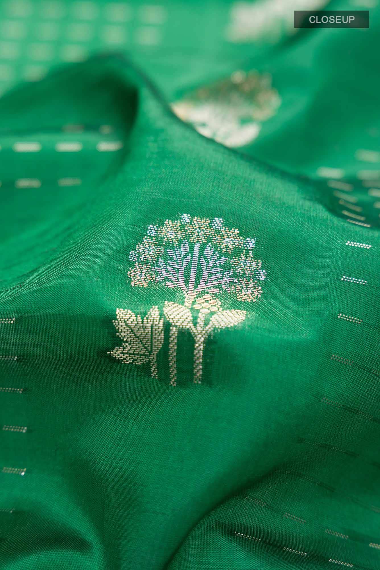 Green Banarasi Raw Silk Saree