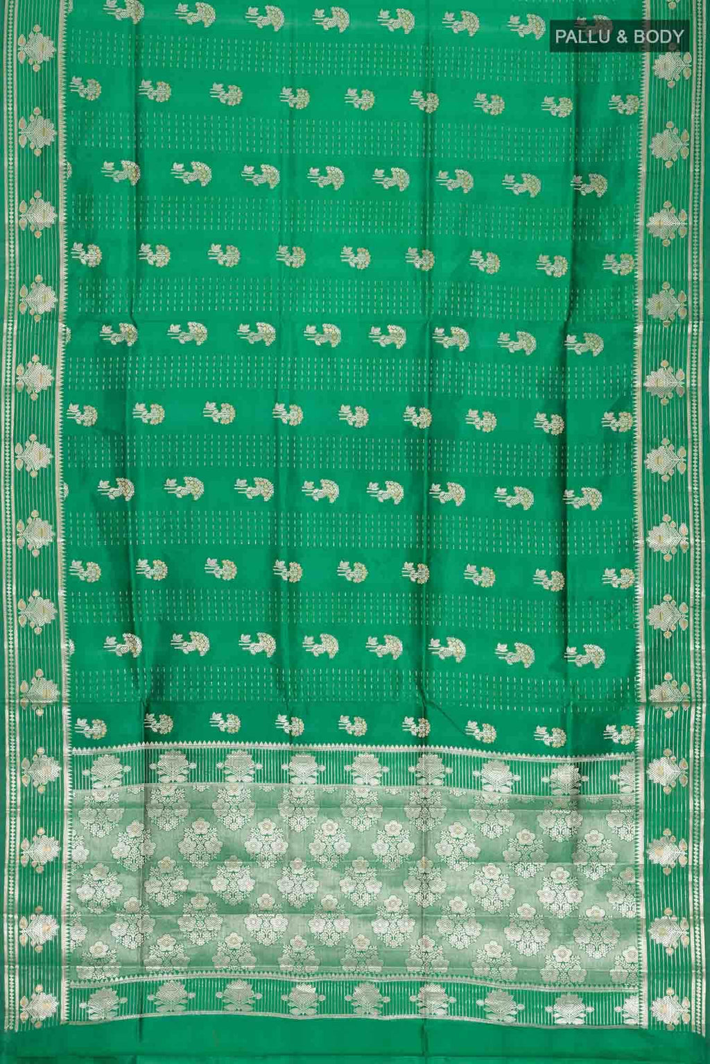 Green Banarasi Raw Silk Saree
