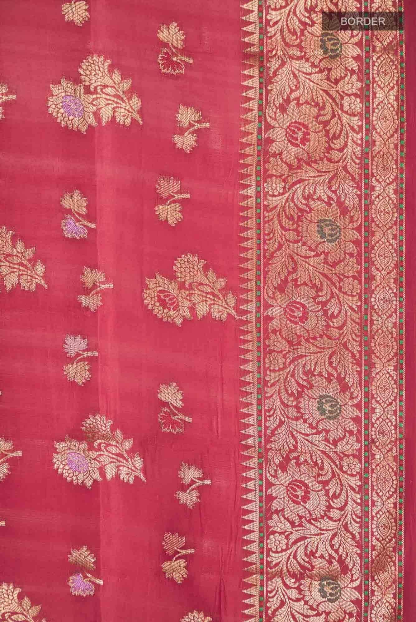 Red Banarasi Raw Silk Saree