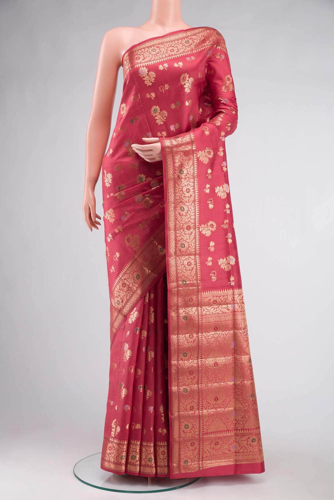 Red Banarasi Raw Silk Saree