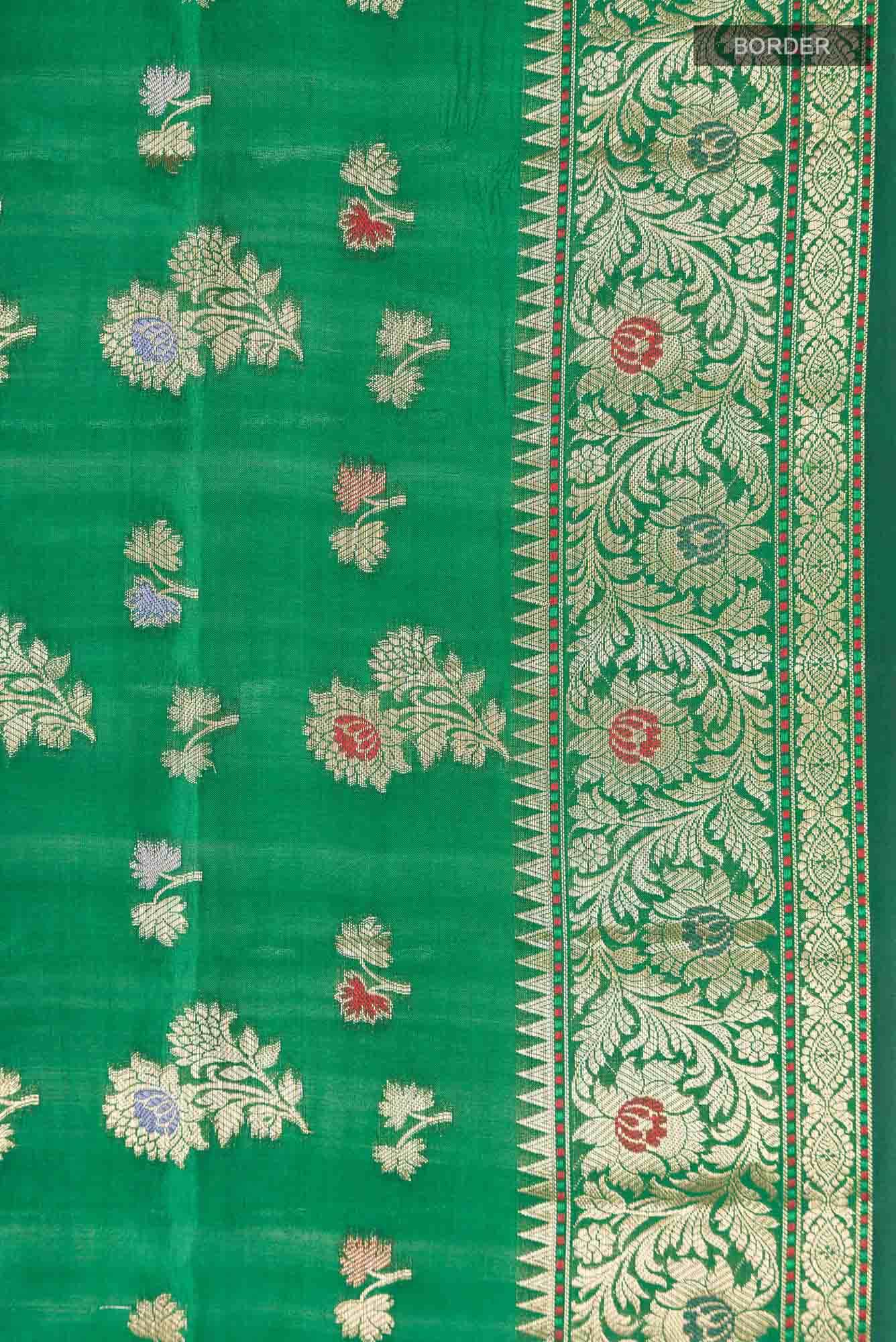 Green Banarasi Raw Silk Saree