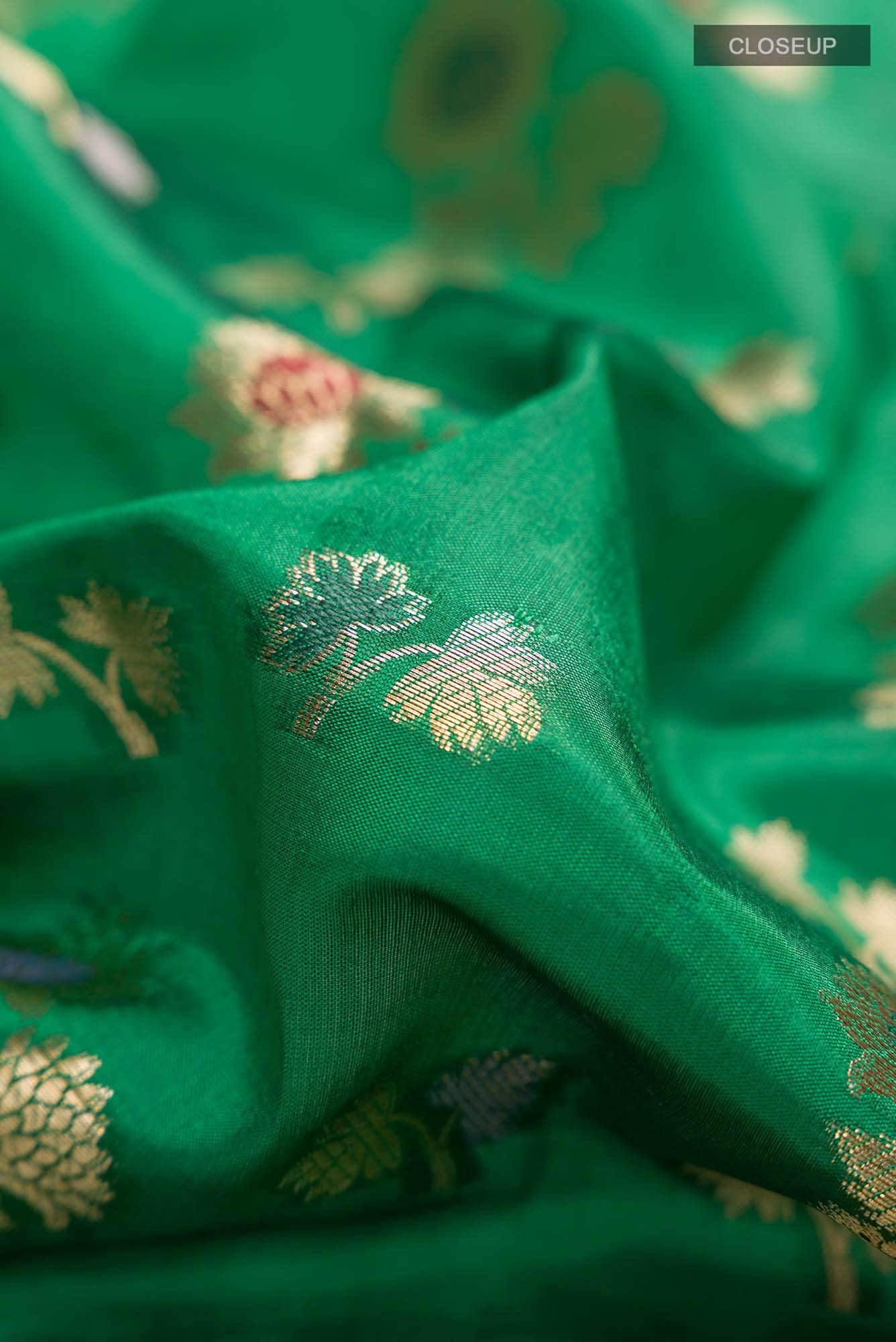 Green Banarasi Raw Silk Saree