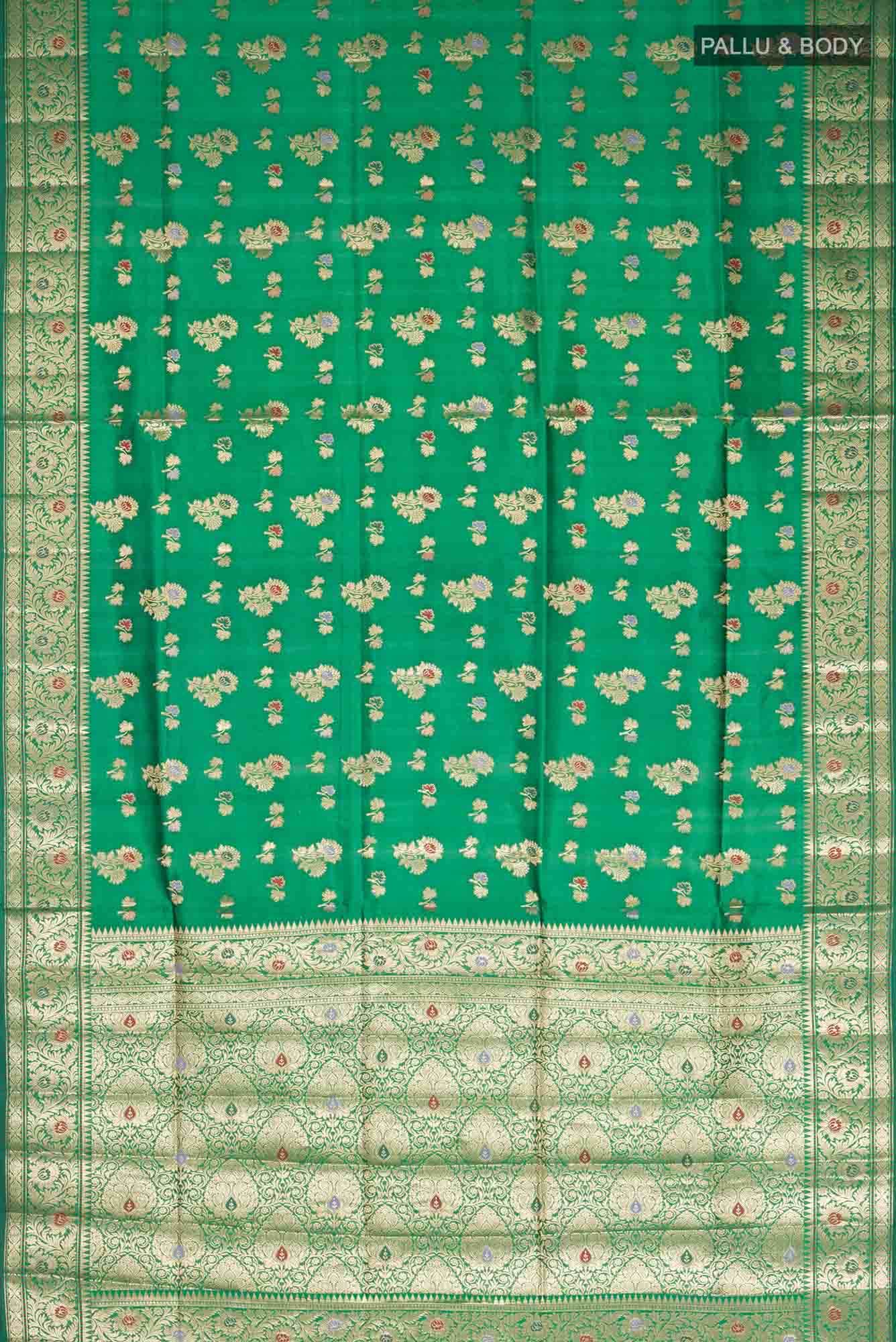 Green Banarasi Raw Silk Saree
