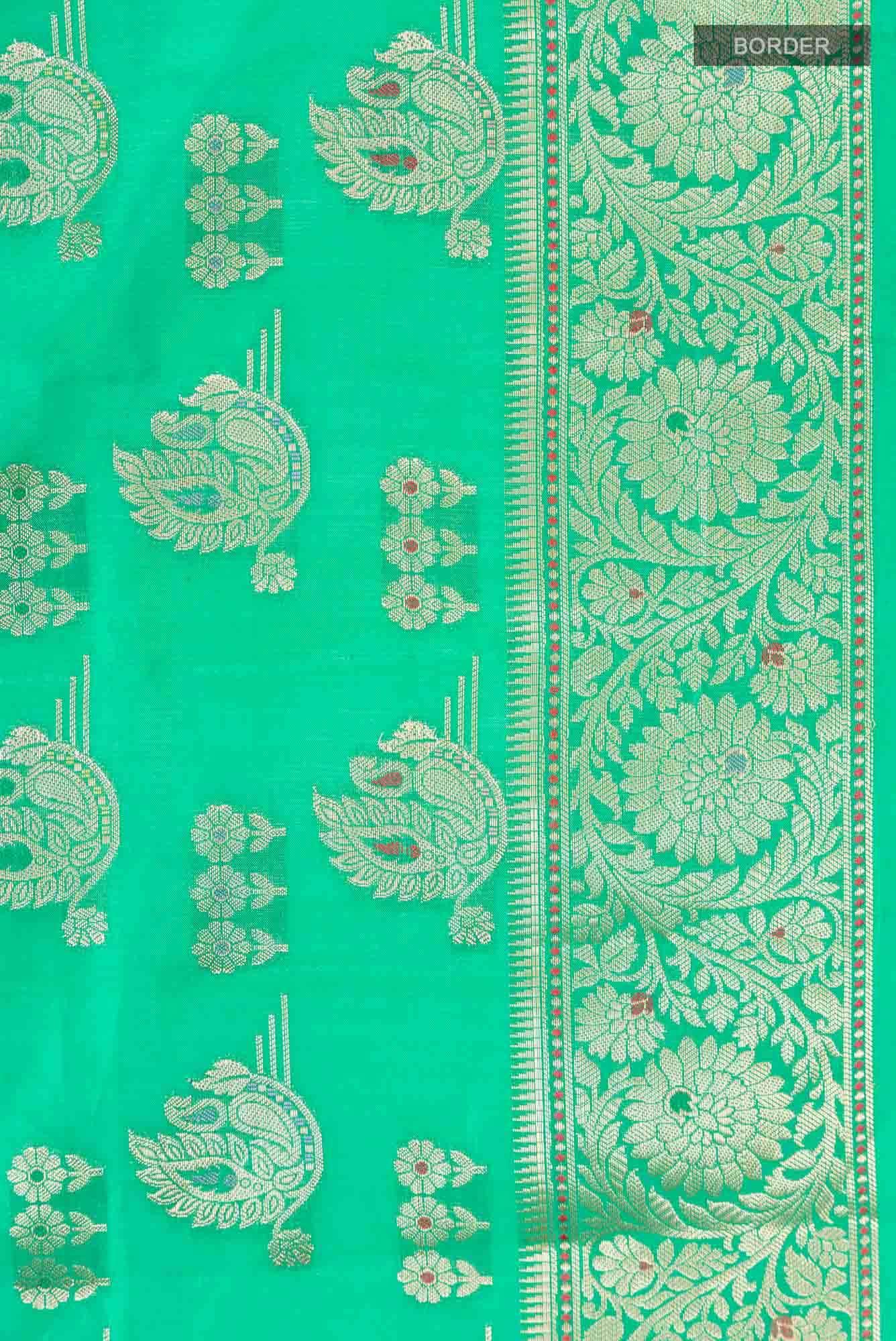 Green Banarasi Raw Silk Saree