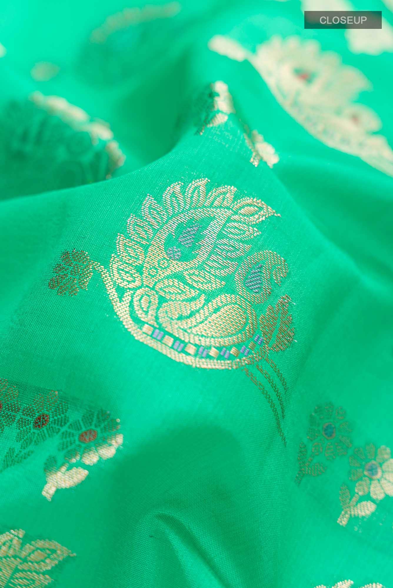 Green Banarasi Raw Silk Saree