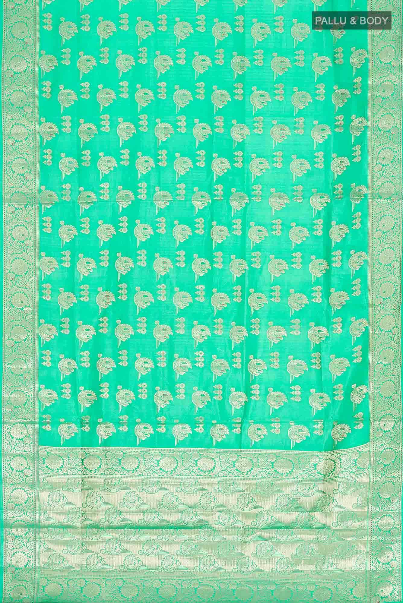 Green Banarasi Raw Silk Saree