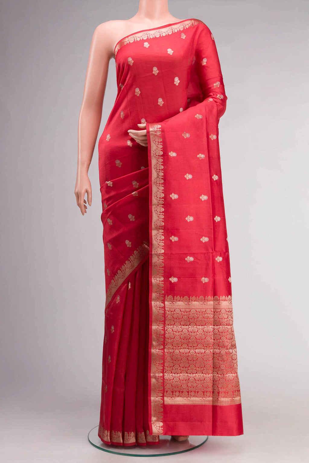 Red Banarasi Raw Silk Saree