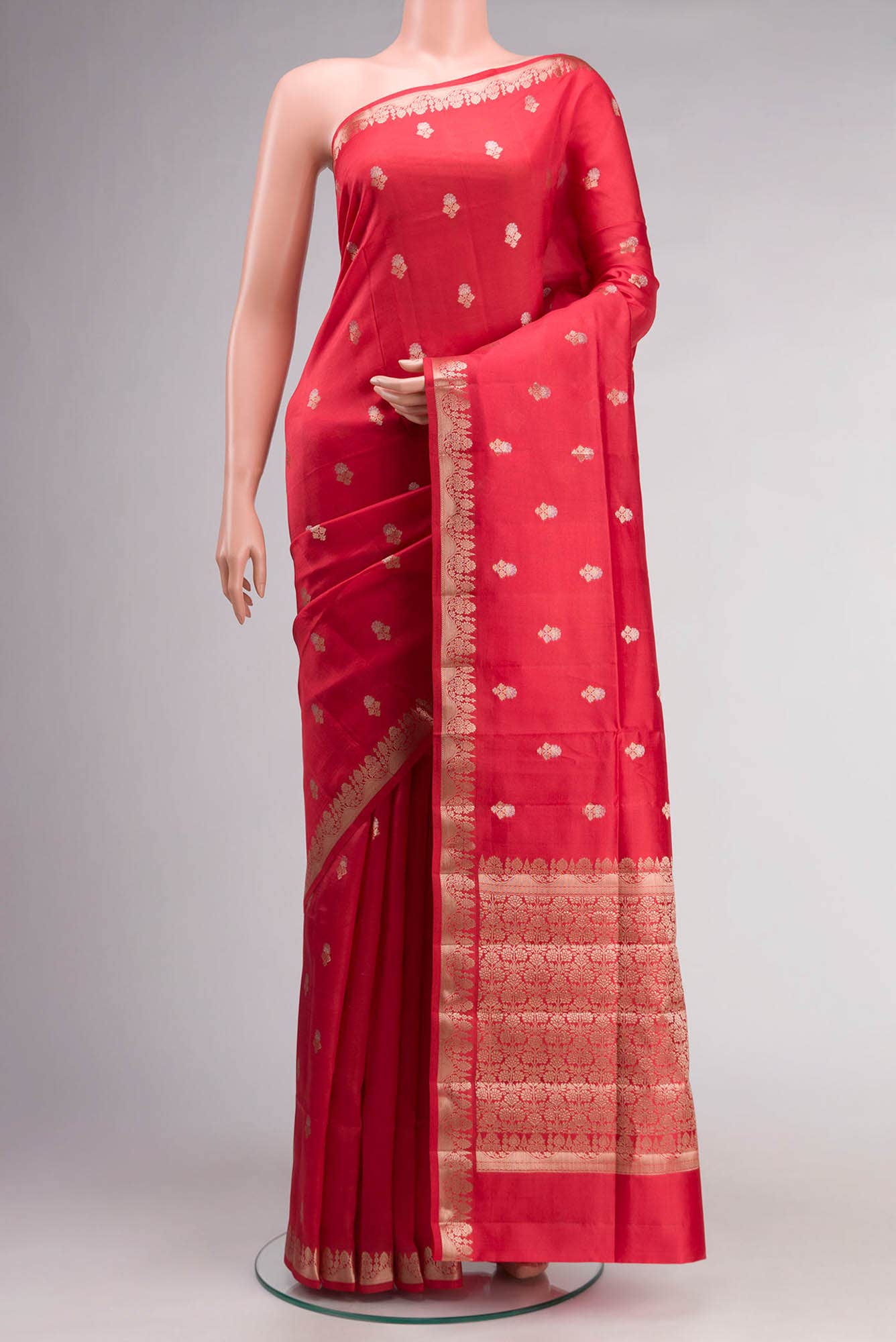 Red Banarasi Raw Silk Saree