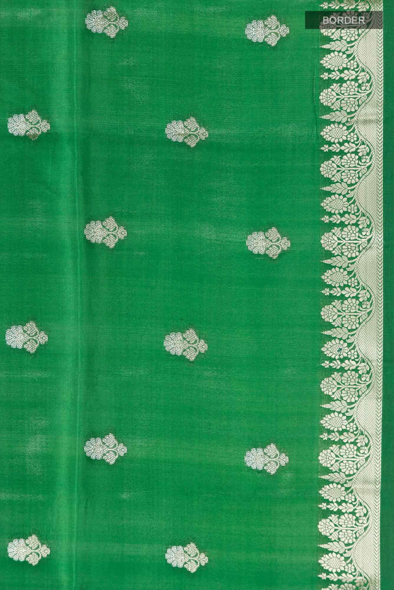 Green Banarasi Raw Silk Saree