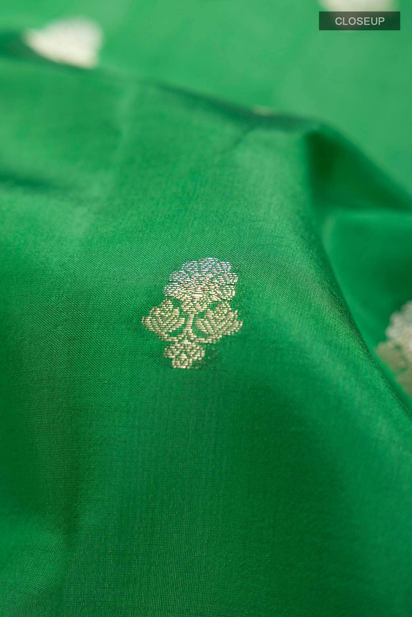 Green Banarasi Raw Silk Saree