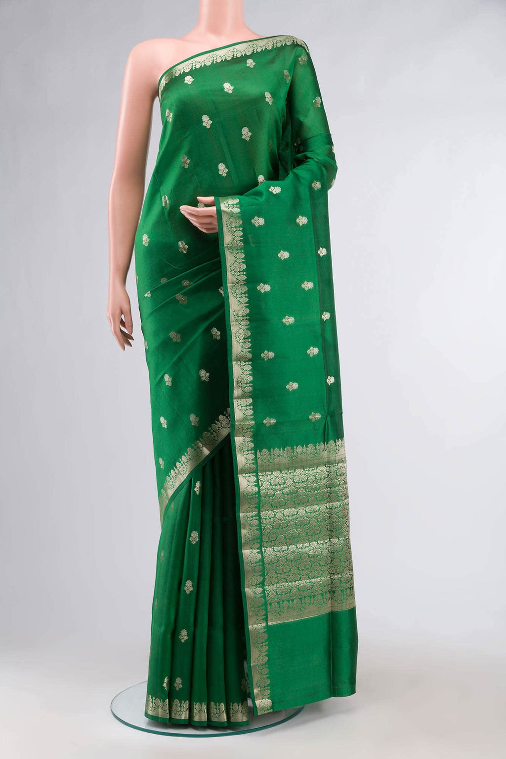 Green Banarasi Raw Silk Saree