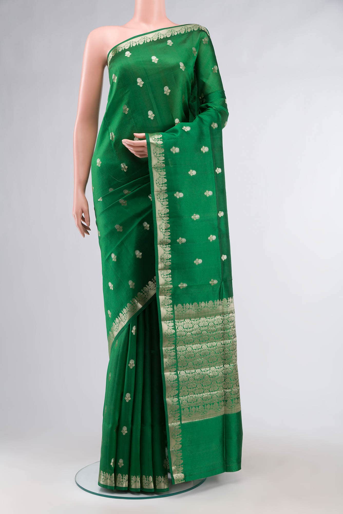 Green Banarasi Raw Silk Saree