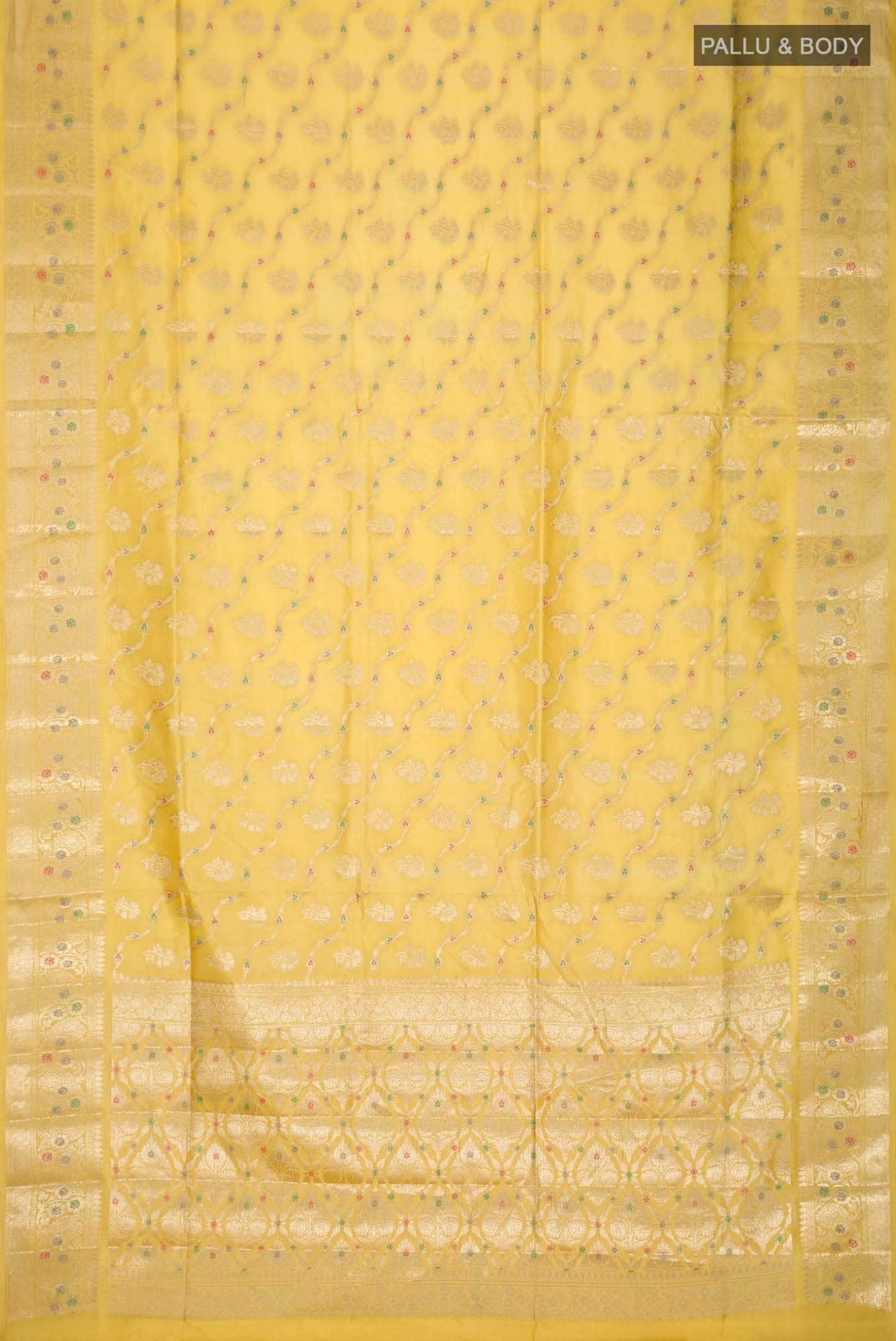 Yellow Banarasi Raw Silk Saree