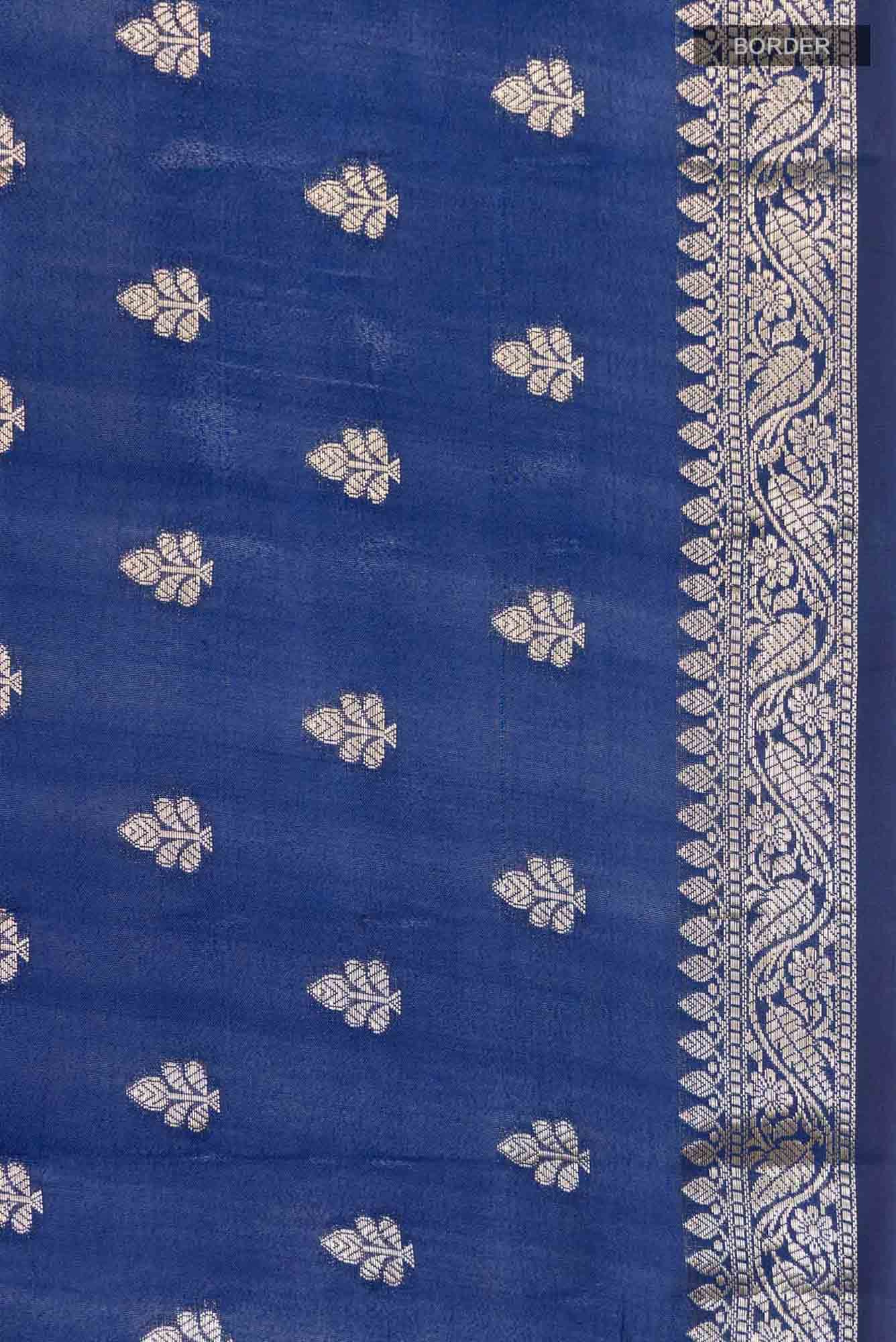Blue Banarasi Raw Silk Saree