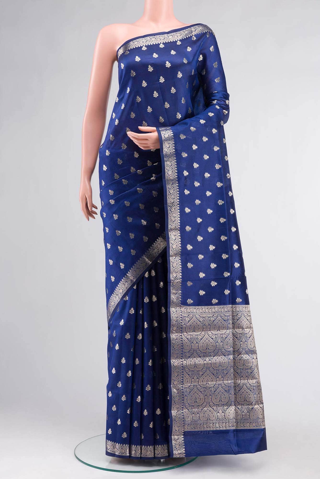 Blue Banarasi Raw Silk Saree