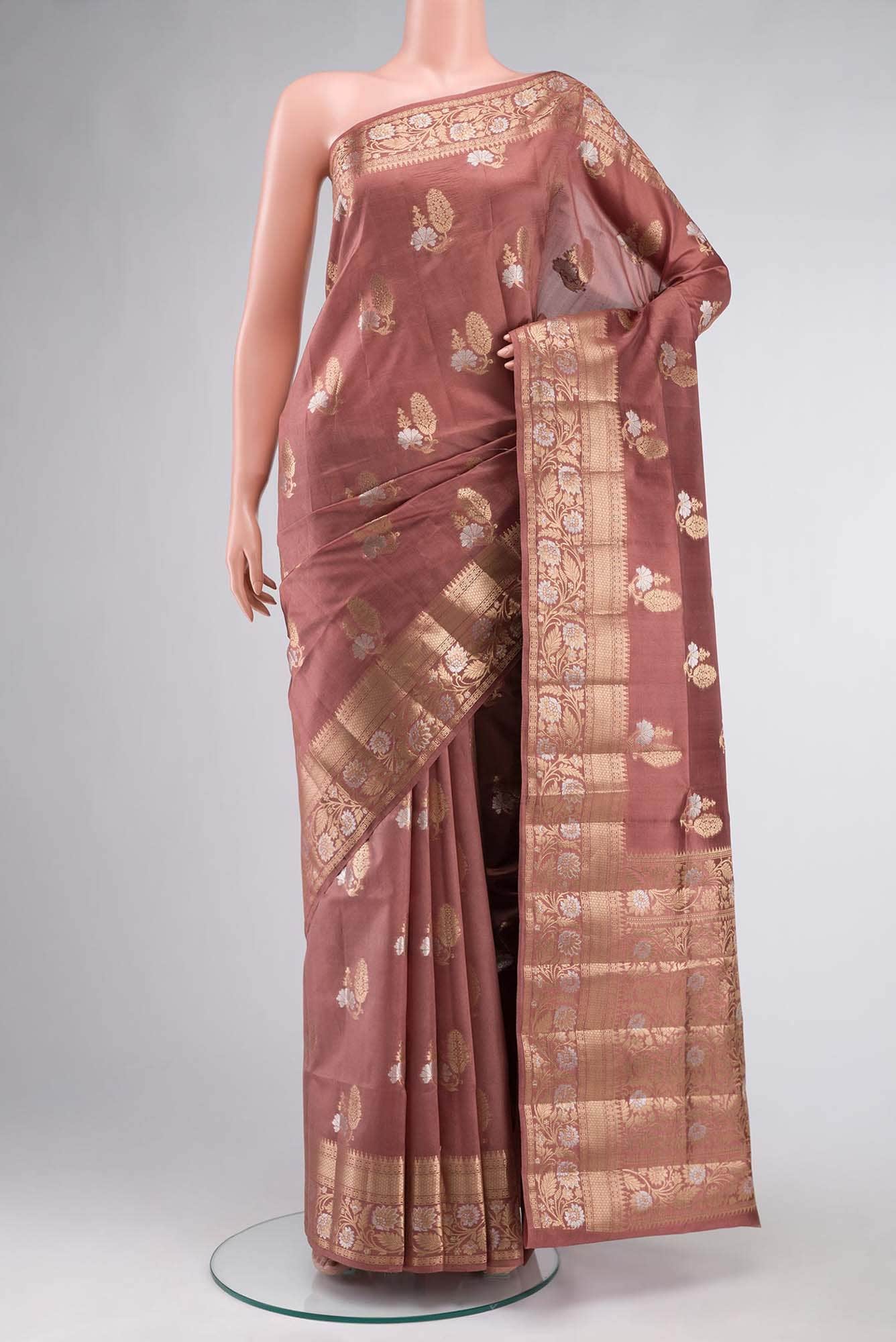Mauve Banarasi Raw Silk Saree