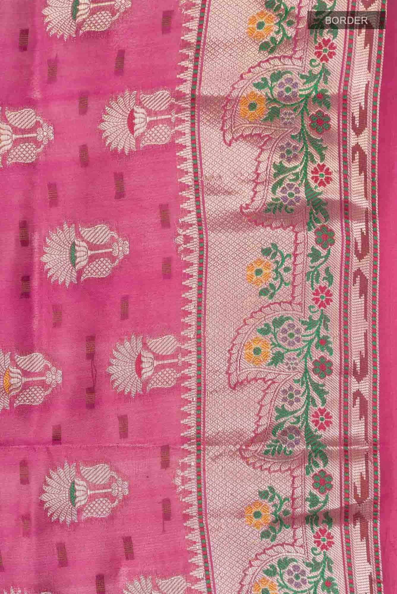 Pink Banarasi Raw Silk Saree