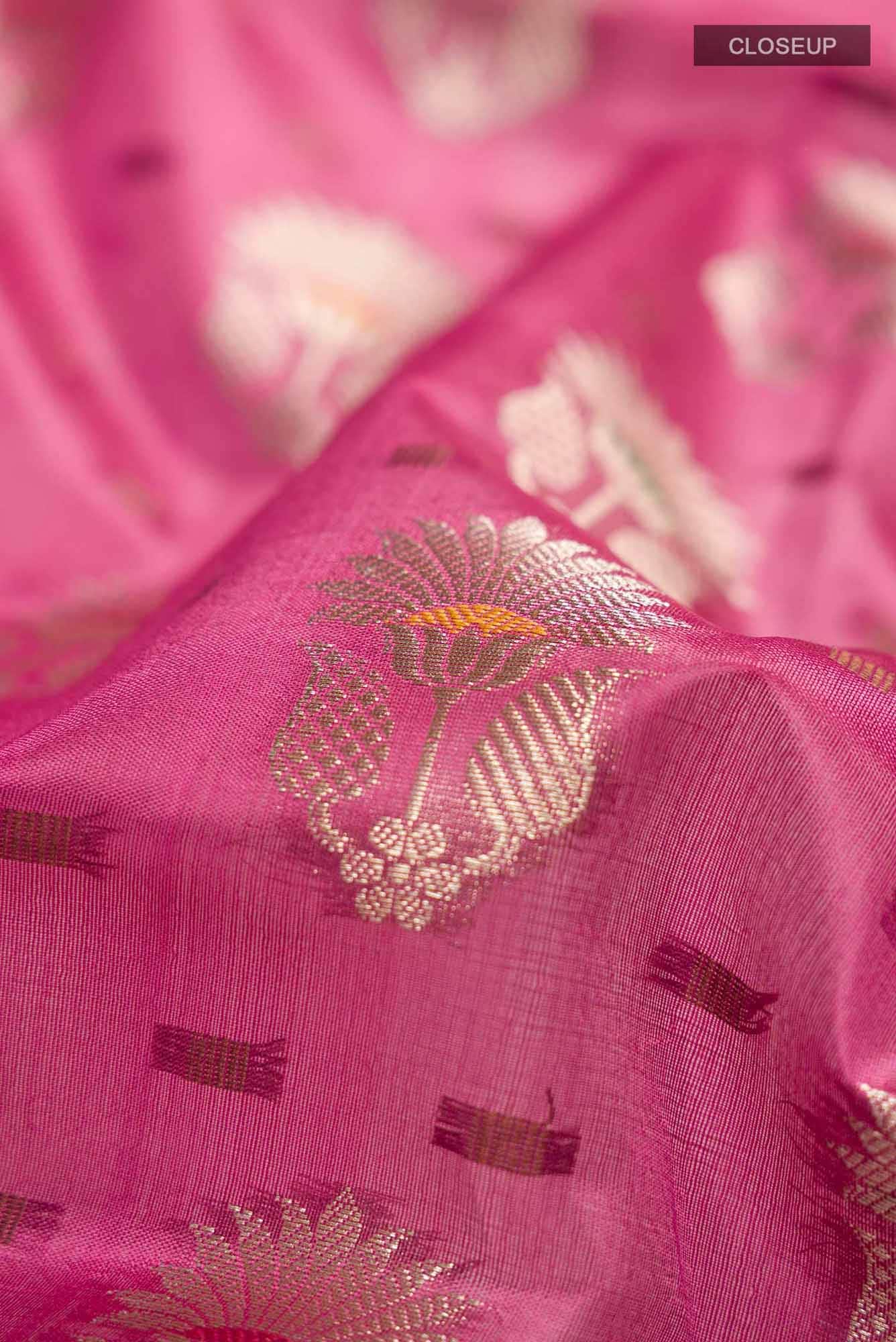 Pink Banarasi Raw Silk Saree