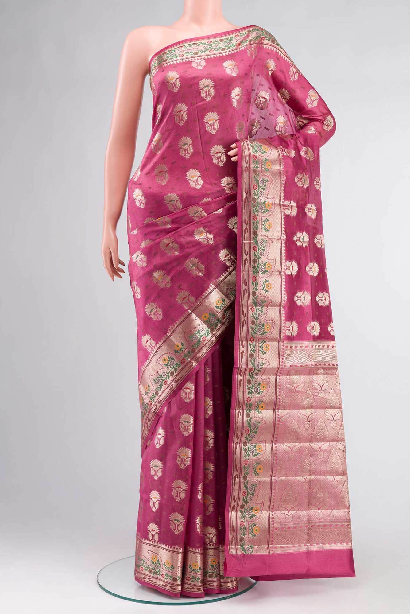 Pink Banarasi Raw Silk Saree