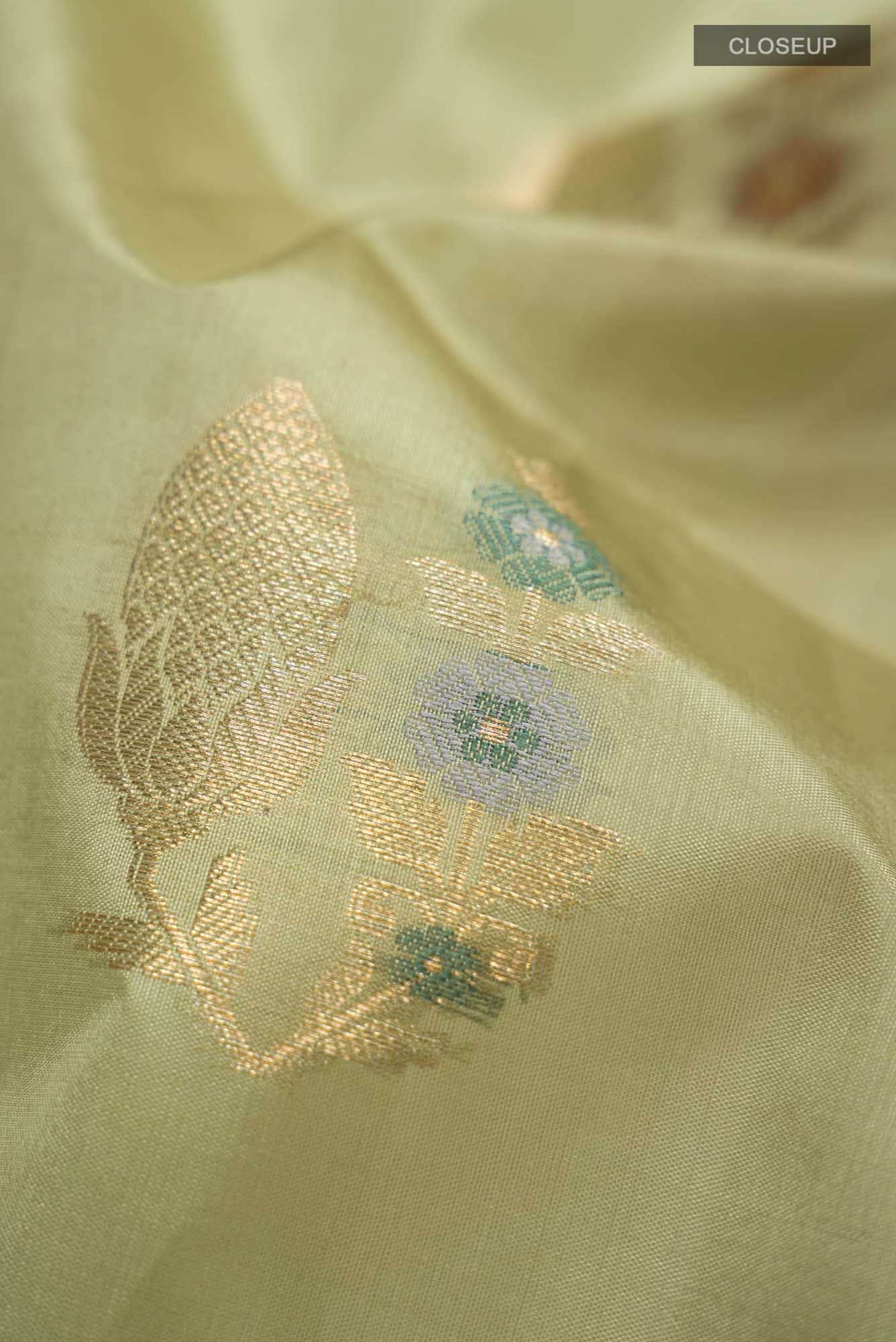 Green Banarasi Raw Silk Saree