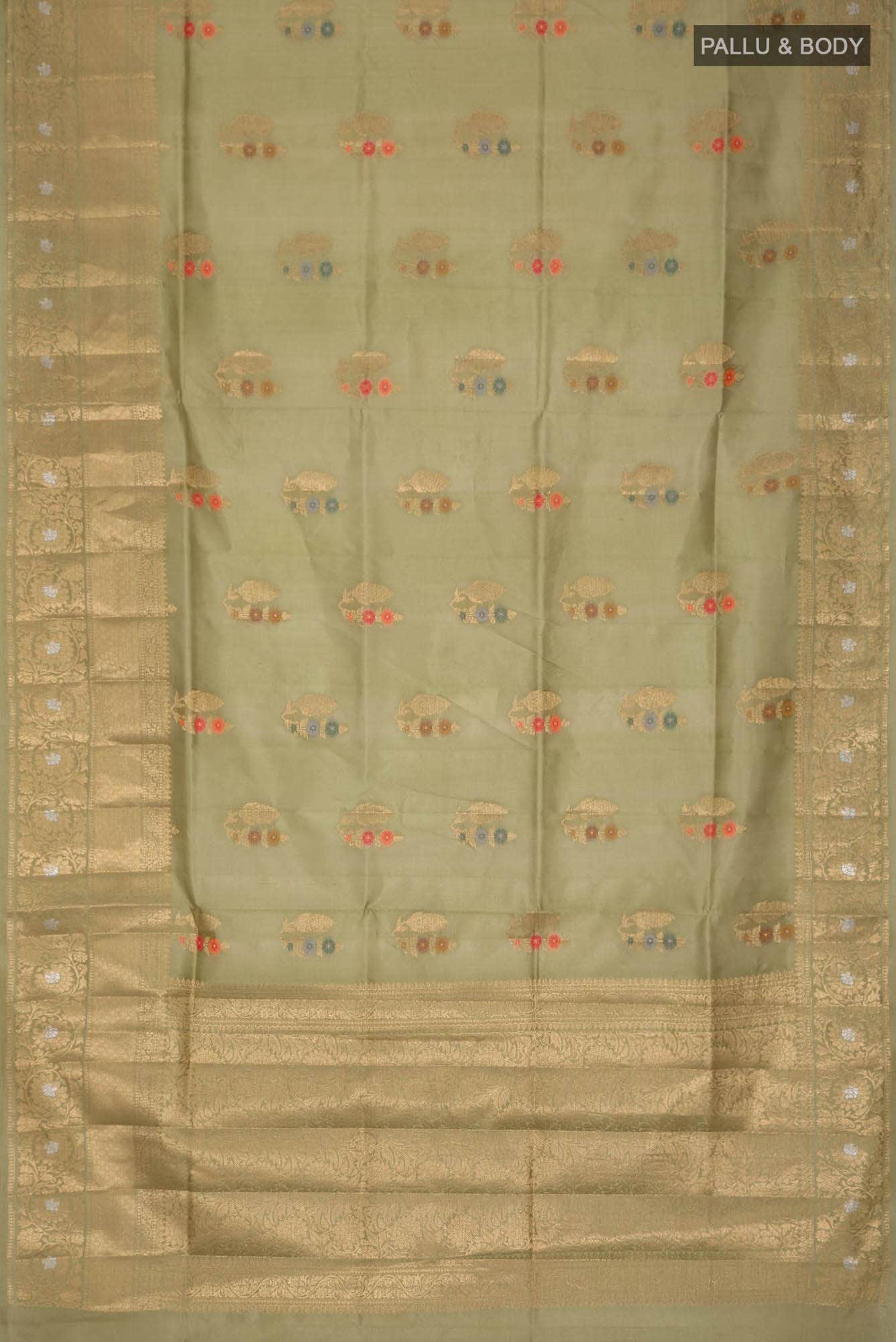Green Banarasi Raw Silk Saree