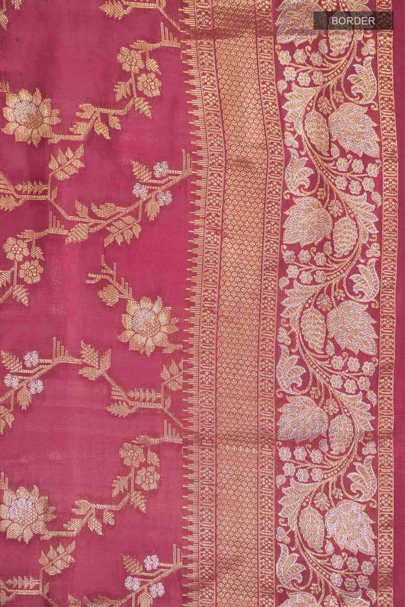 Coral Banarasi Raw Silk Saree