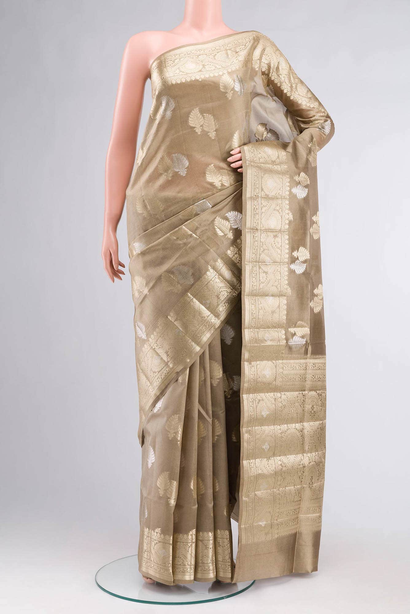 Beige Banarasi Raw Silk Saree