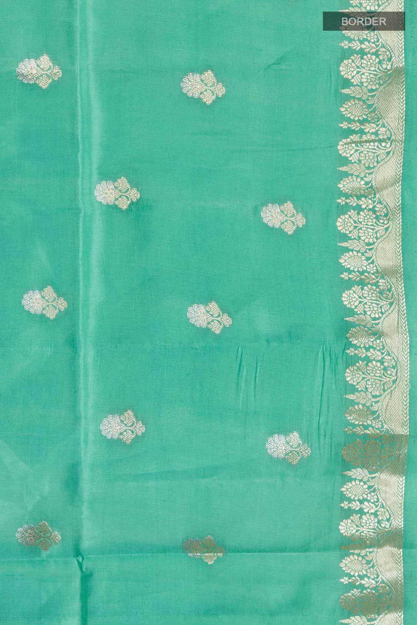 Sea Green Banarasi Raw Silk Saree