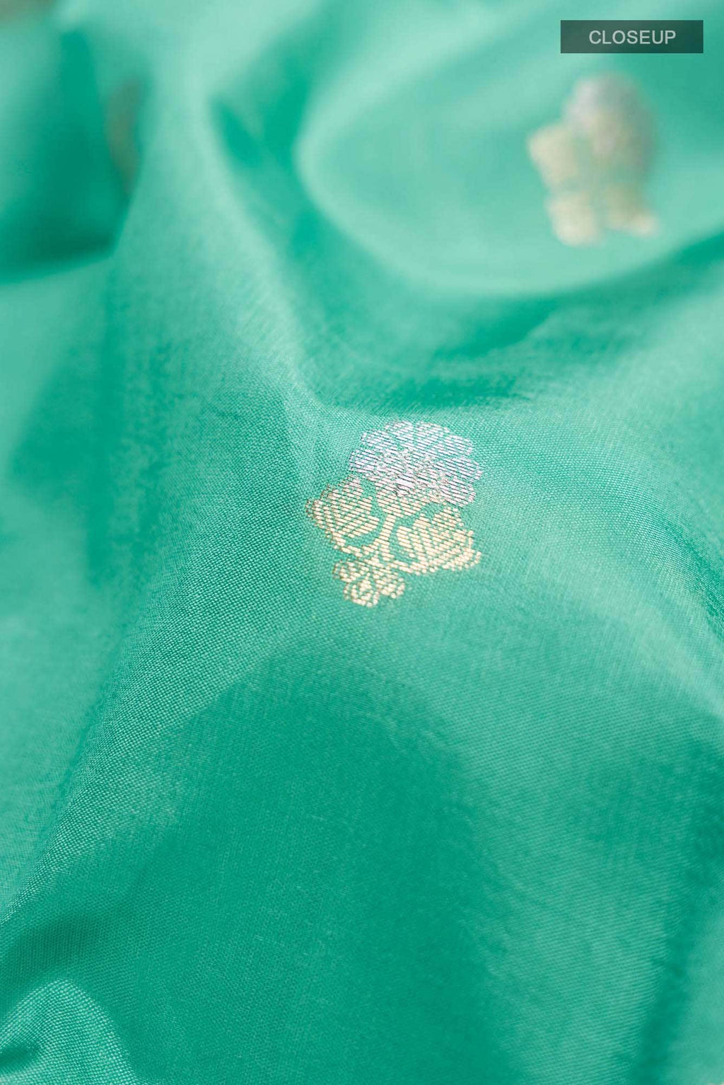 Sea Green Banarasi Raw Silk Saree