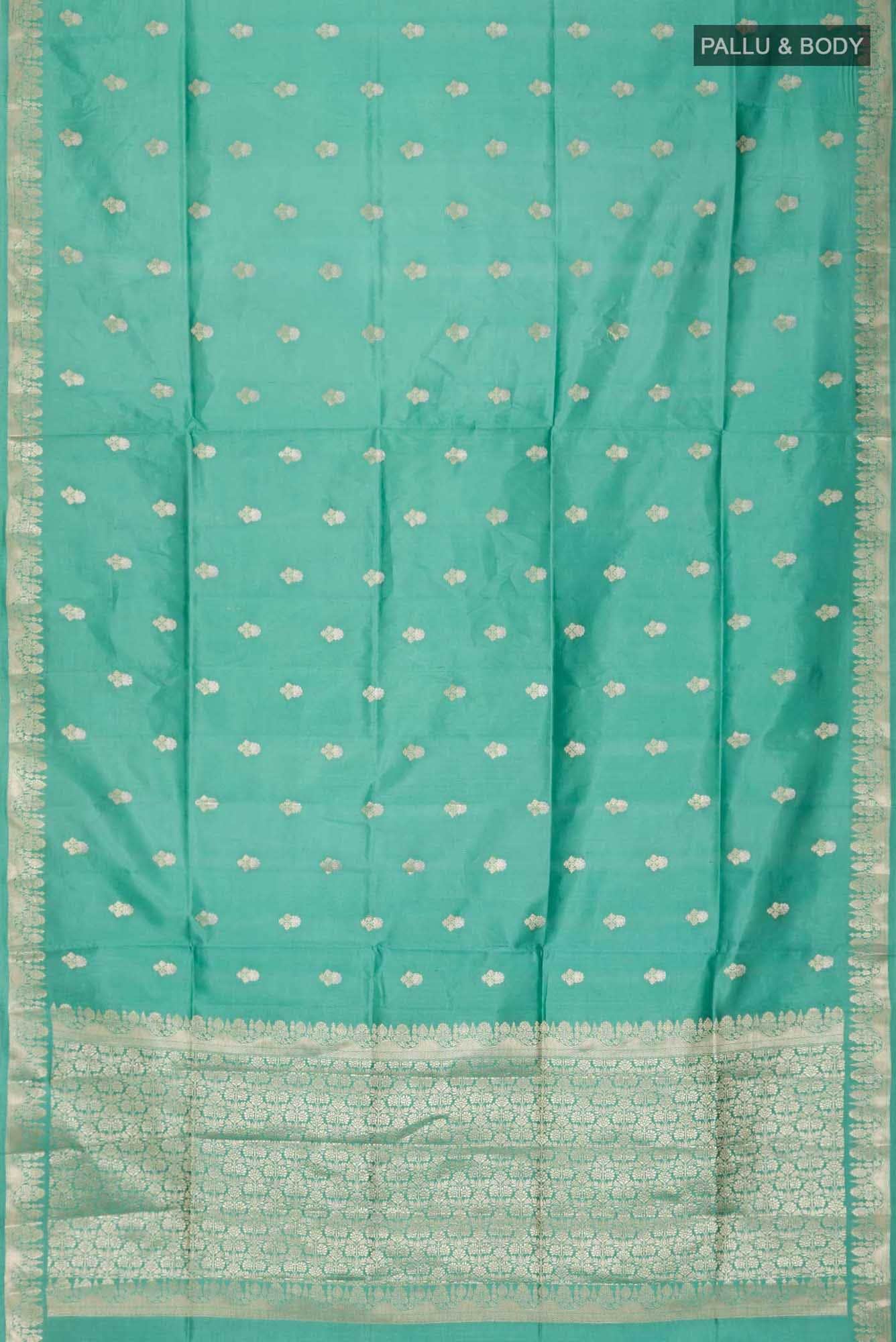 Sea Green Banarasi Raw Silk Saree
