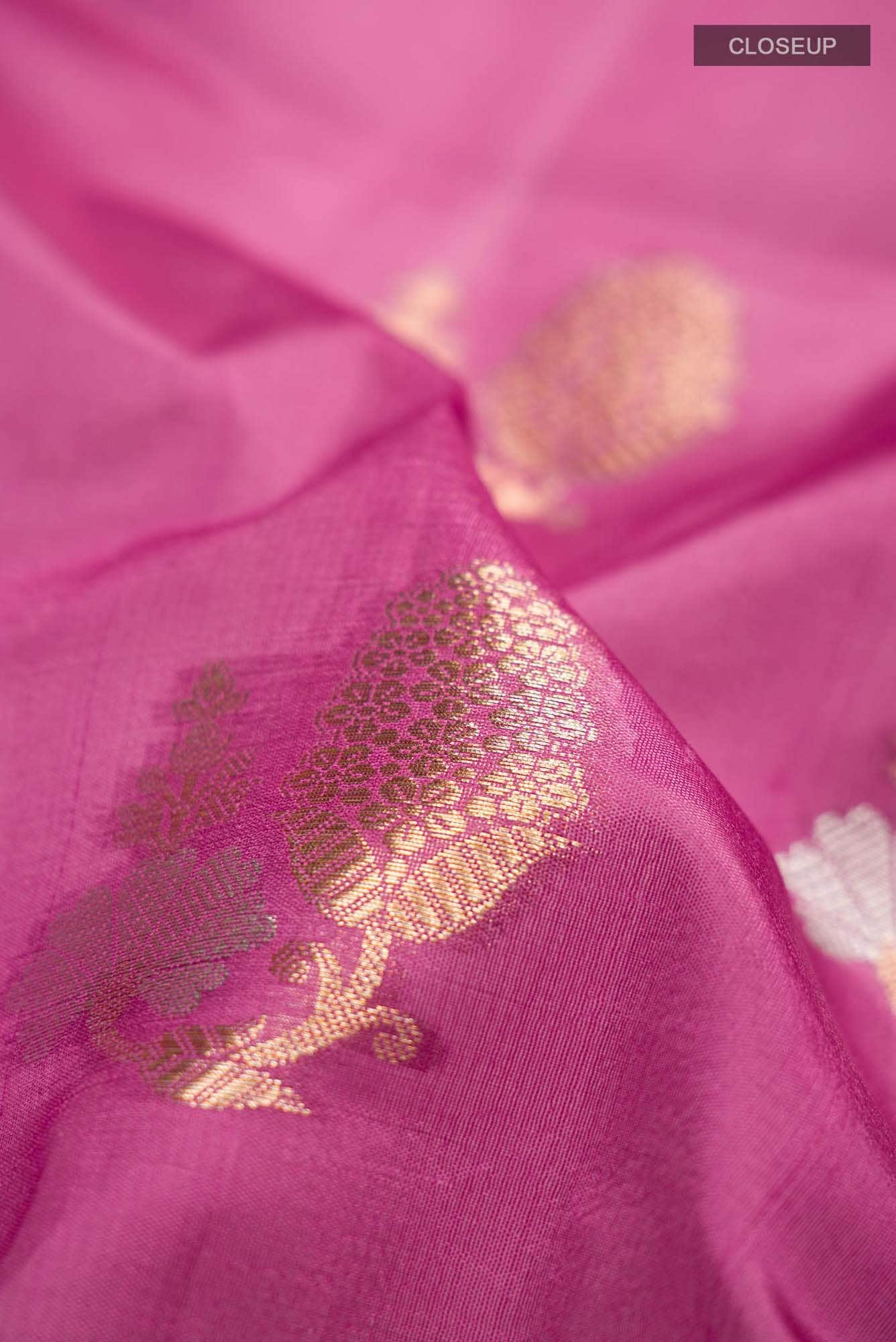 Pink Banarasi Raw Silk Saree