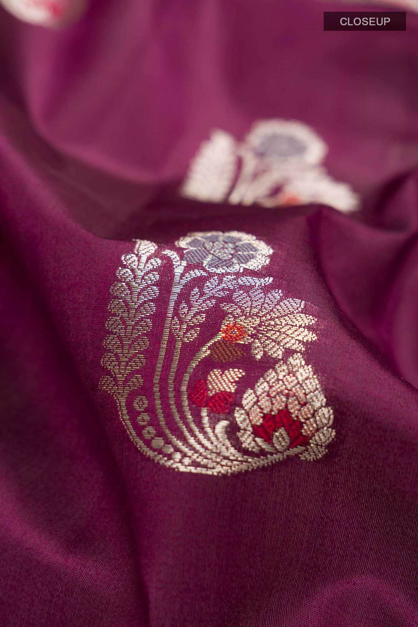 Purple Banarasi Raw Silk Saree