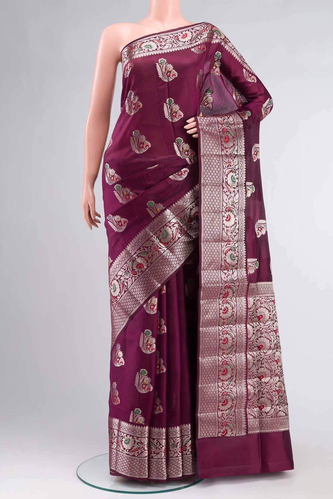 Purple Banarasi Raw Silk Saree
