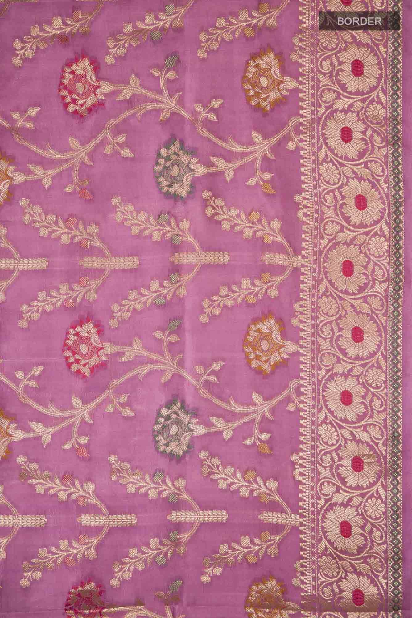 Mauve Banarasi Raw Silk Saree