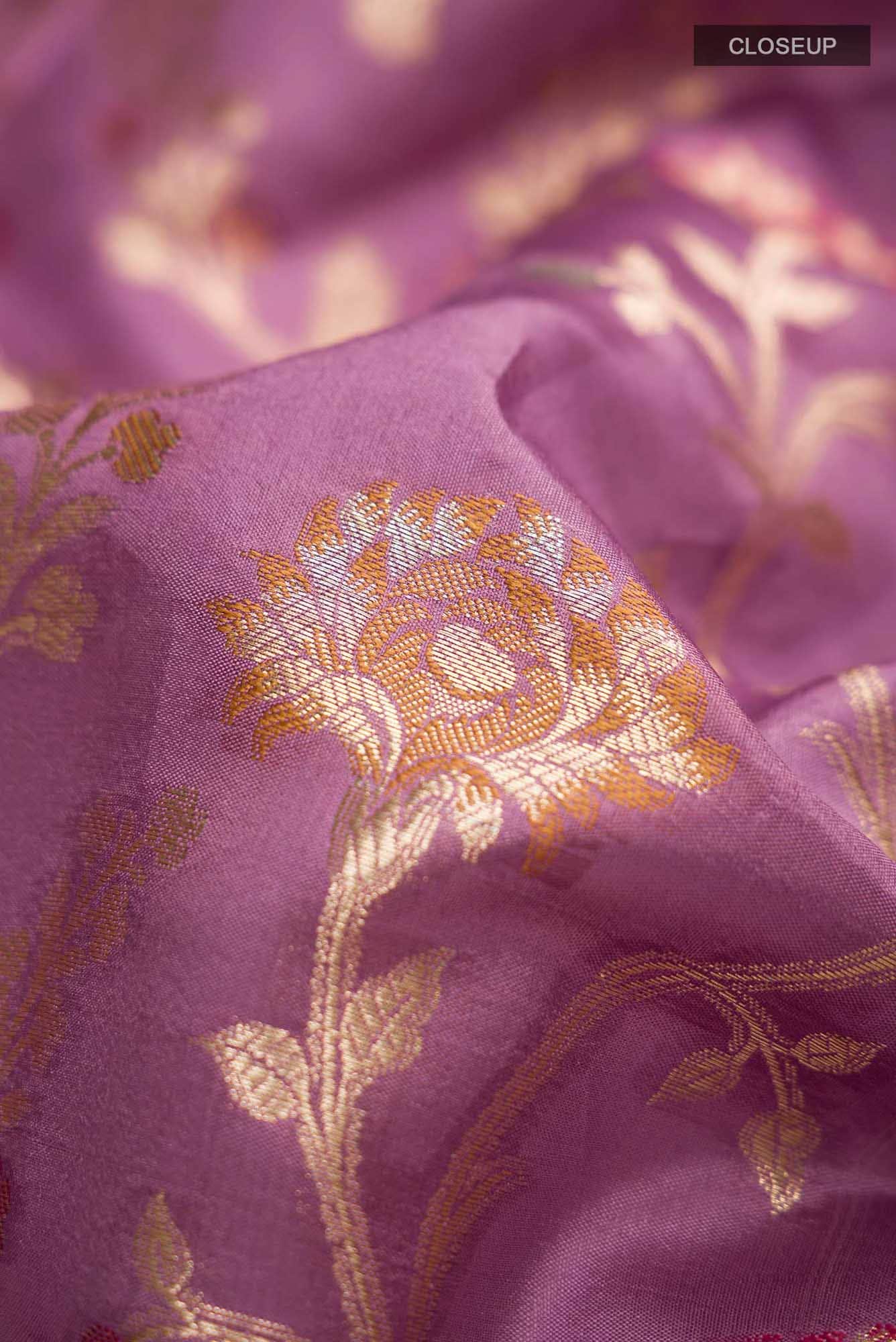 Mauve Banarasi Raw Silk Saree