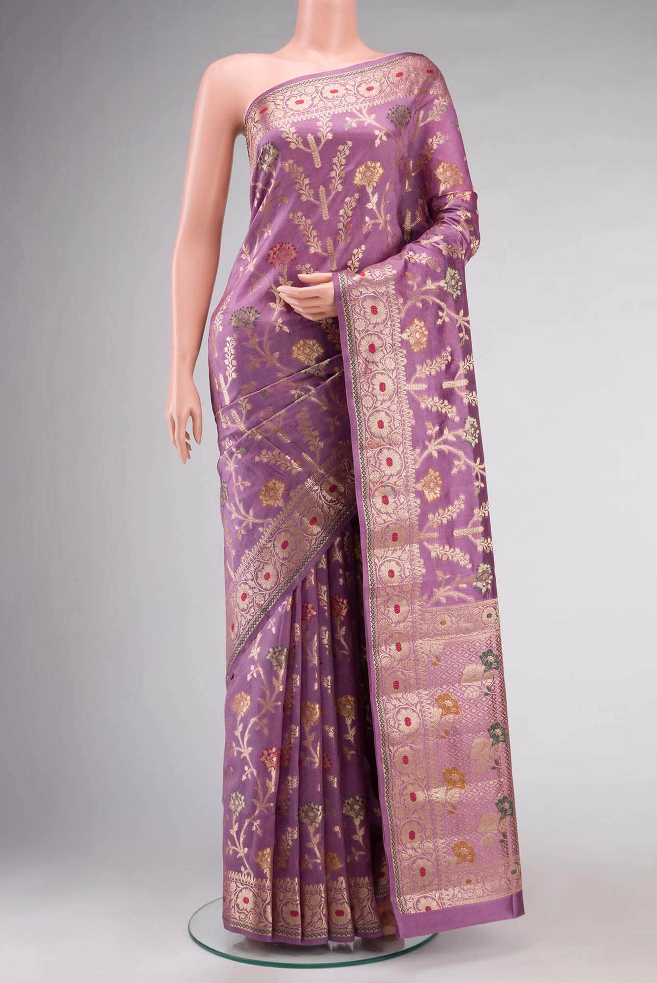 Mauve Banarasi Raw Silk Saree